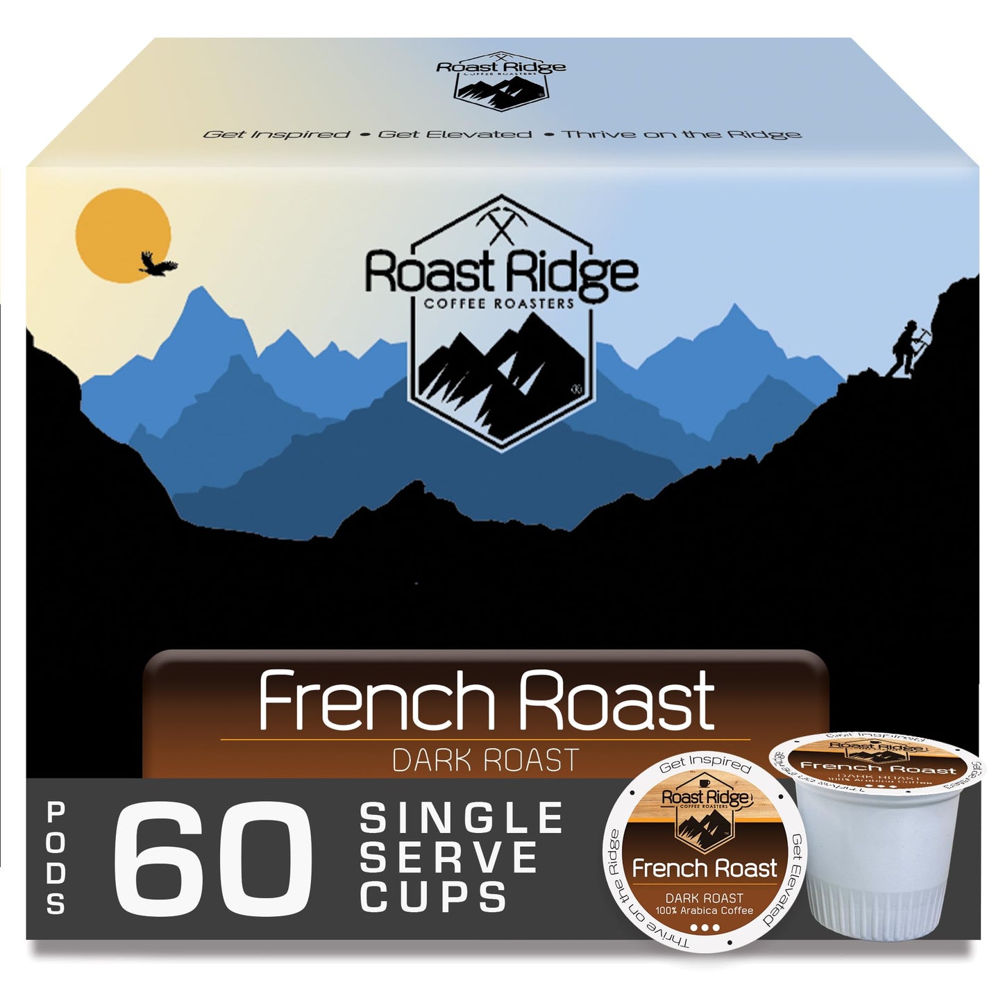 Roast Ridge Single Serve Coffee Pods for Keurig K-Cup malt-inspired French Roast 60 Count