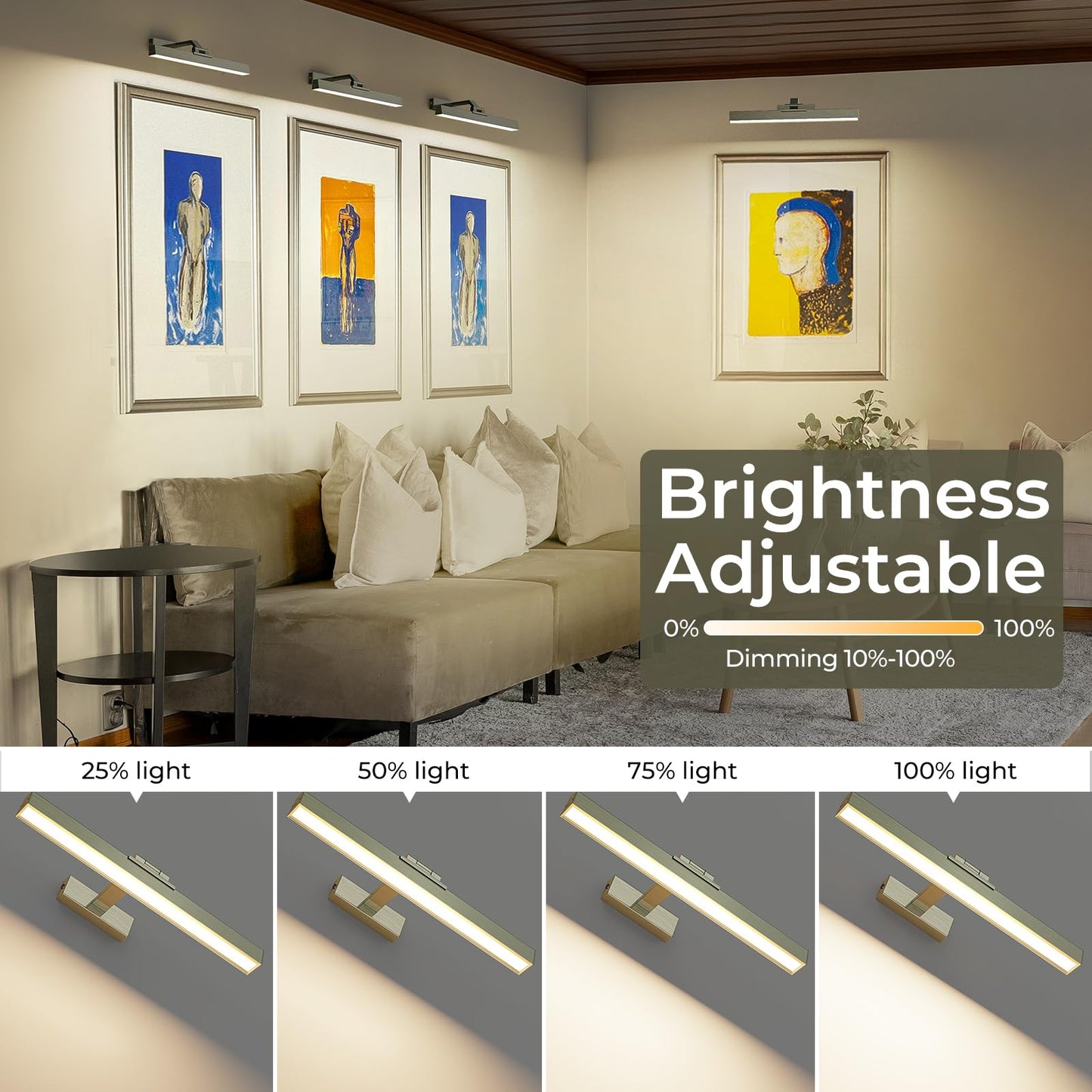 Afyuol Picture Light, Battery Operated, 16in, Greenish Bronze, CCT Dimmable, Remote Control, Model HB-1