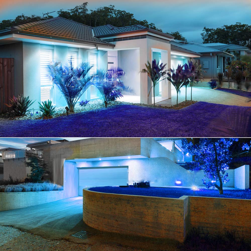 T-Sunus Christmas Solar Landscape Spotlights 2 Pack Metal Outdoor Waterproof Ip65 Blue Spot Lights Separated Panel With 9.8Ft Cable Auto On/Off For Tree Garden Driveway Pathway Pool Halloween