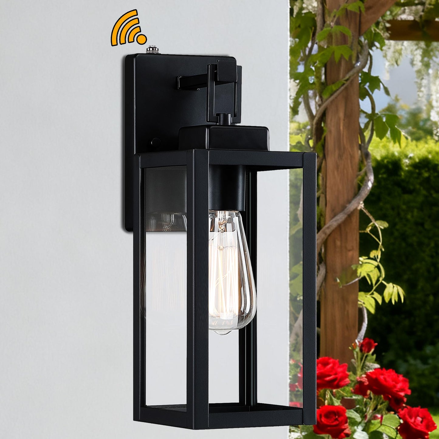 2 Pack 12 Inch Outdoor Wall Lights Dusk To Dawn Exterior Sconce Lights With Sensor Photocell Black Wall Lantern For Porch Patio Garage Dusk To Dawn Outdoor Lighting Set Of 2