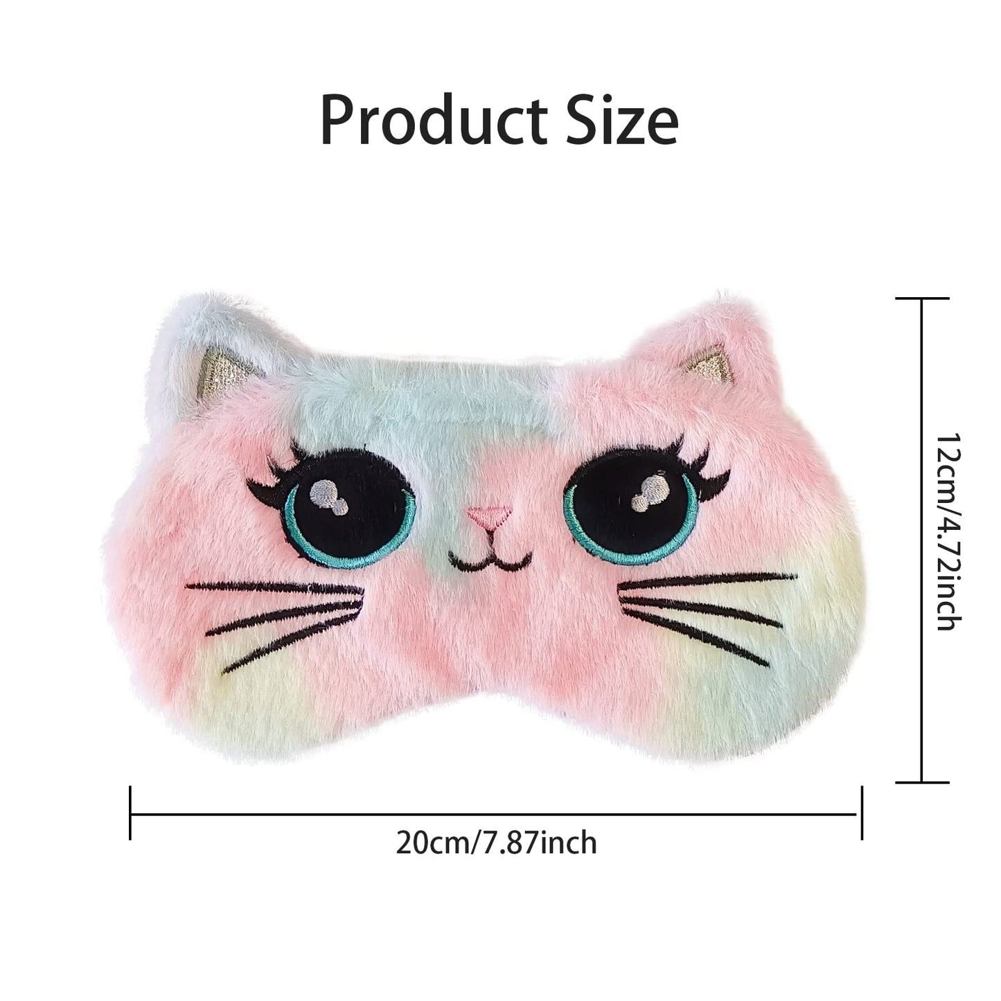 Cute Animal Sleeping Mask Soft Plush Blindfold Cute Rabbit Panda Koala Eye Cover Eyeshade for Kids Teens Girls Women (Big Eyes Cat)