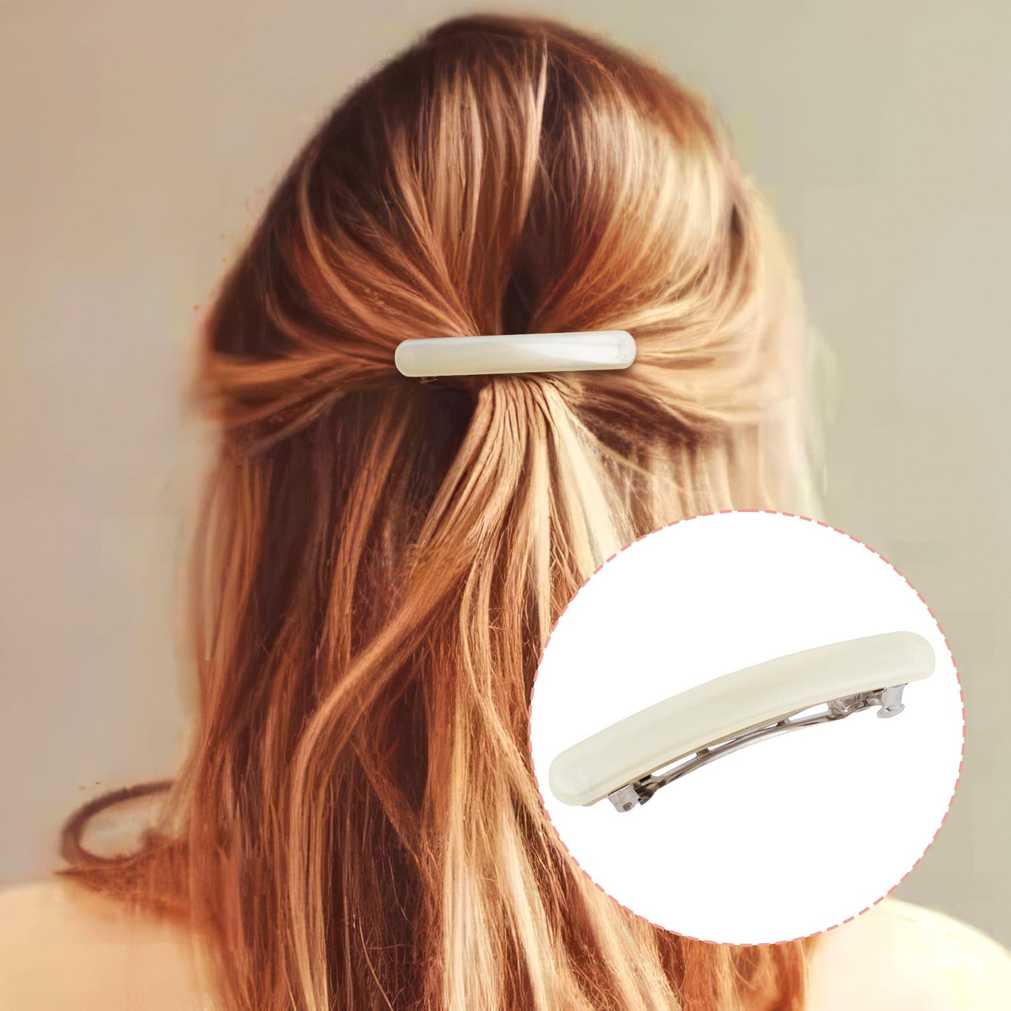 STSTR 4PCS French Barrette Hair Clips for Women, 2 Styles Small Tortoise Shell Hair Clip, Curved Glossy Thin Hair Flat Hair Acce