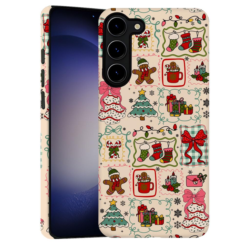 Case for Samsung Galaxy S23 Plus,Christmas Tree Gingerbread Man Phone Case Military-Grade Drop Protection Cover for Women Girl -