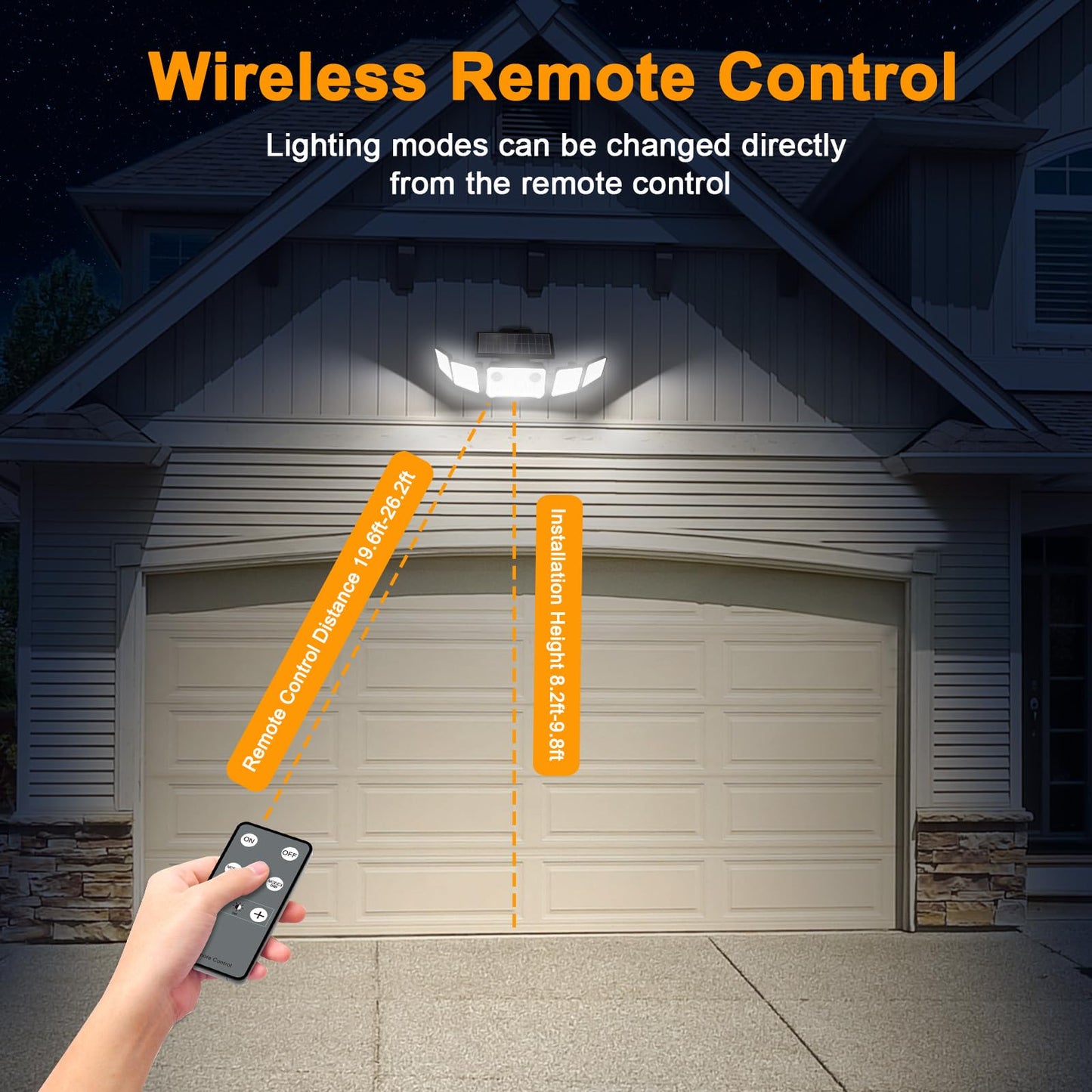 Onforu 6000LM Solar Security Lights, 5 Heads with Remote Control, IP65 Waterproof, Black, Model BDTYC10AS-5