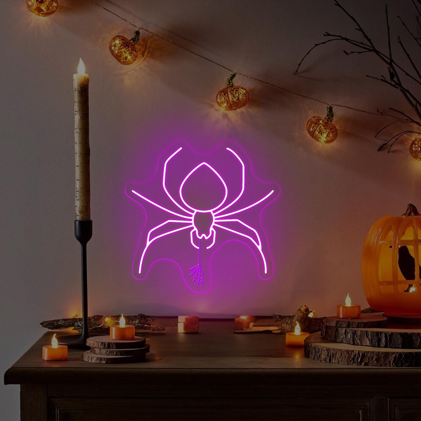 Spider Neon Sign Halloween Animal Neon Sign Spooky Halloween Decor Wall Led Spider Neon Lights For Room Game Kids Room Man Cave Party Decor Gift Birthday Party Supply Bar