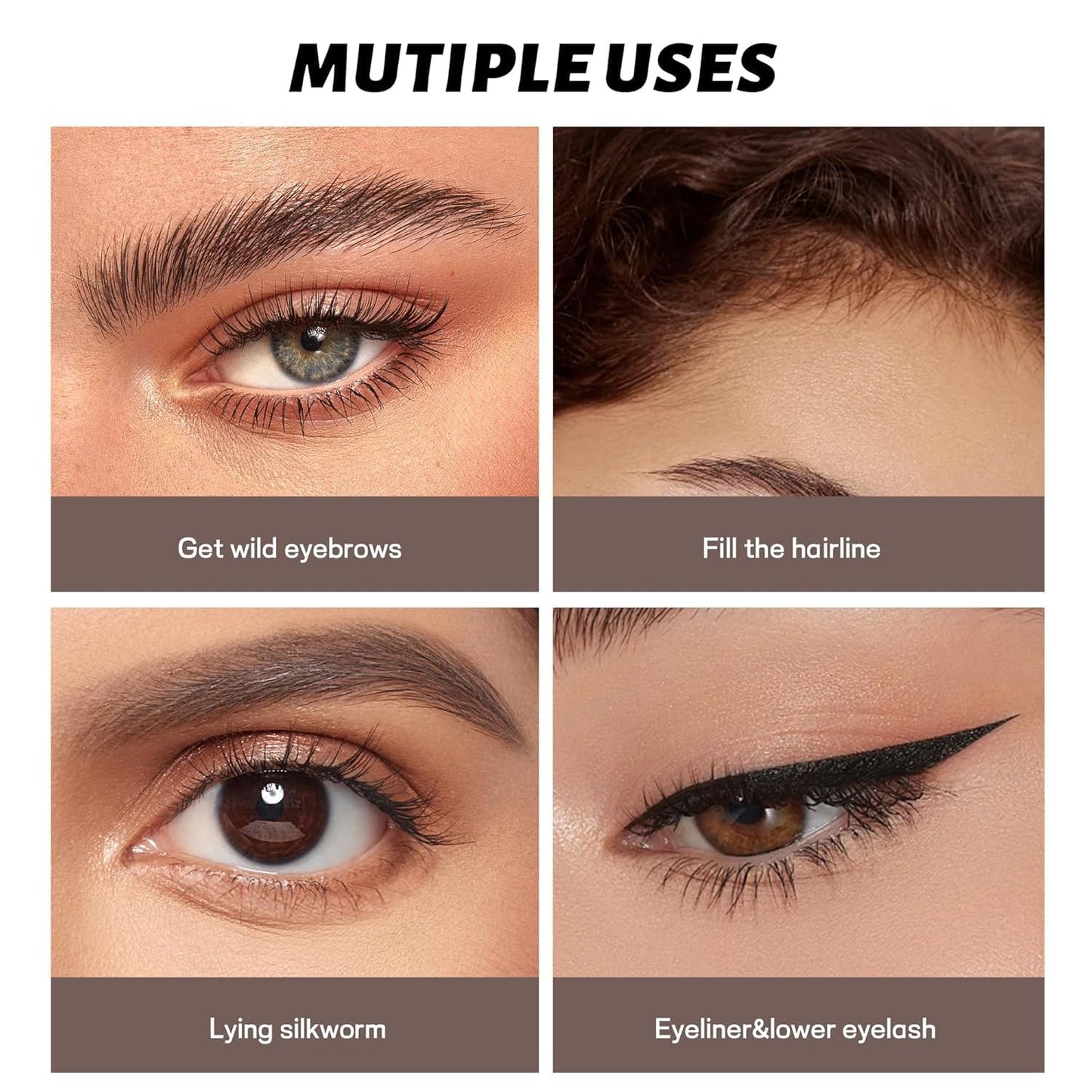 2 Pack Eyebrow Pen, Waterproof Microblading Eyebrow Pencil, 4 Tip Precise Eye Brow Makeup Pen for Women to Effortlessly Create Hair Like Natural Brows, Non Dry Out and Last All Day (Black Brown)