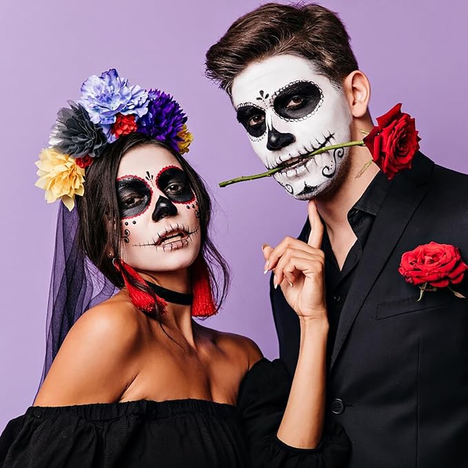 Mysense Face Body Paint Kit,Water Based Washable Face Paint,Non-toxic Cream Body Paint for Adults and Children Halloween Costume SFX Cosplay Clown Sugar Skull Makeup,Red+Blue+Black,0.6oz/pc