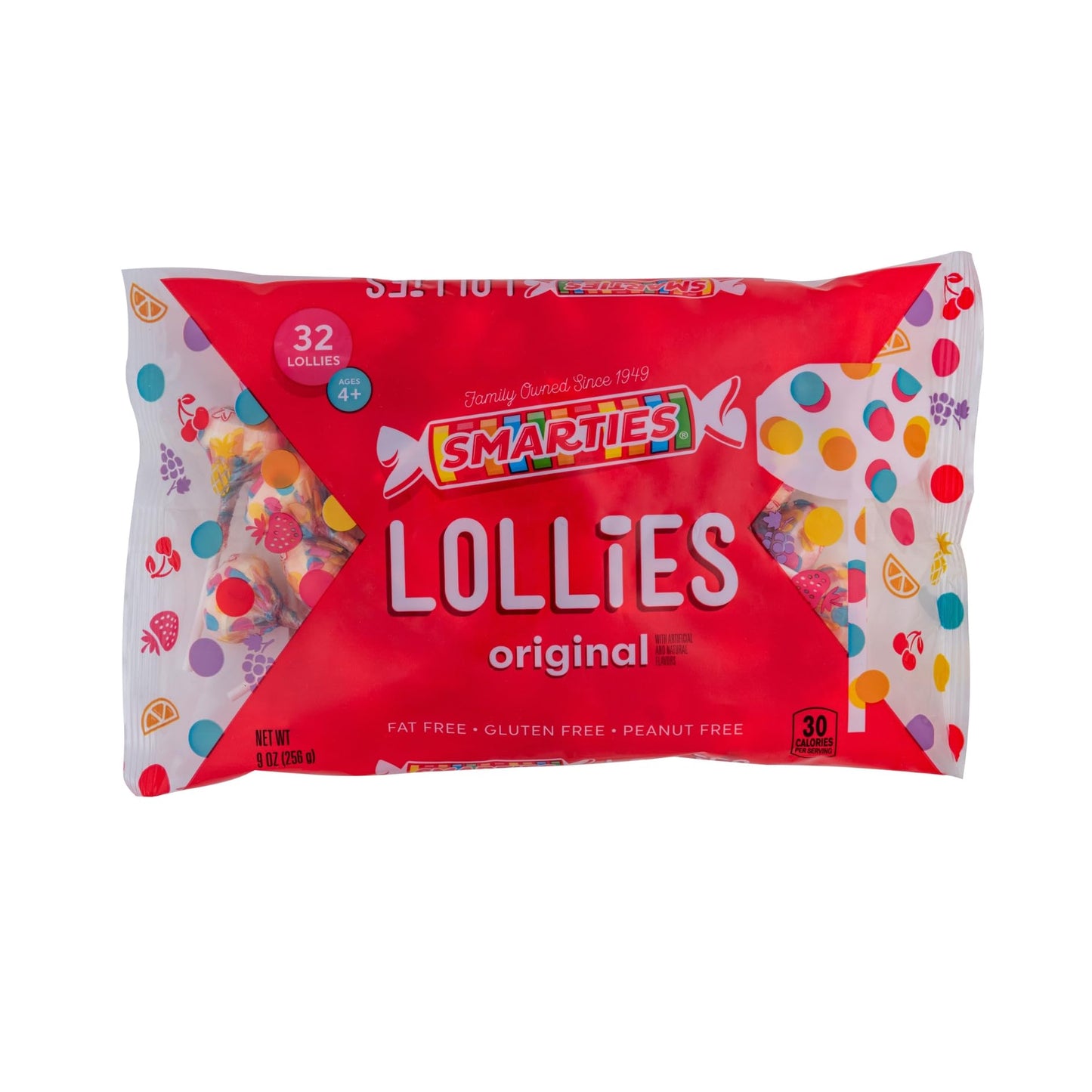 Smarties Double Lollies Individually Wrapped Gluten Free Peanut Fat Free Grape Strawberry Orange Lemon Flavors Perfect for Birth