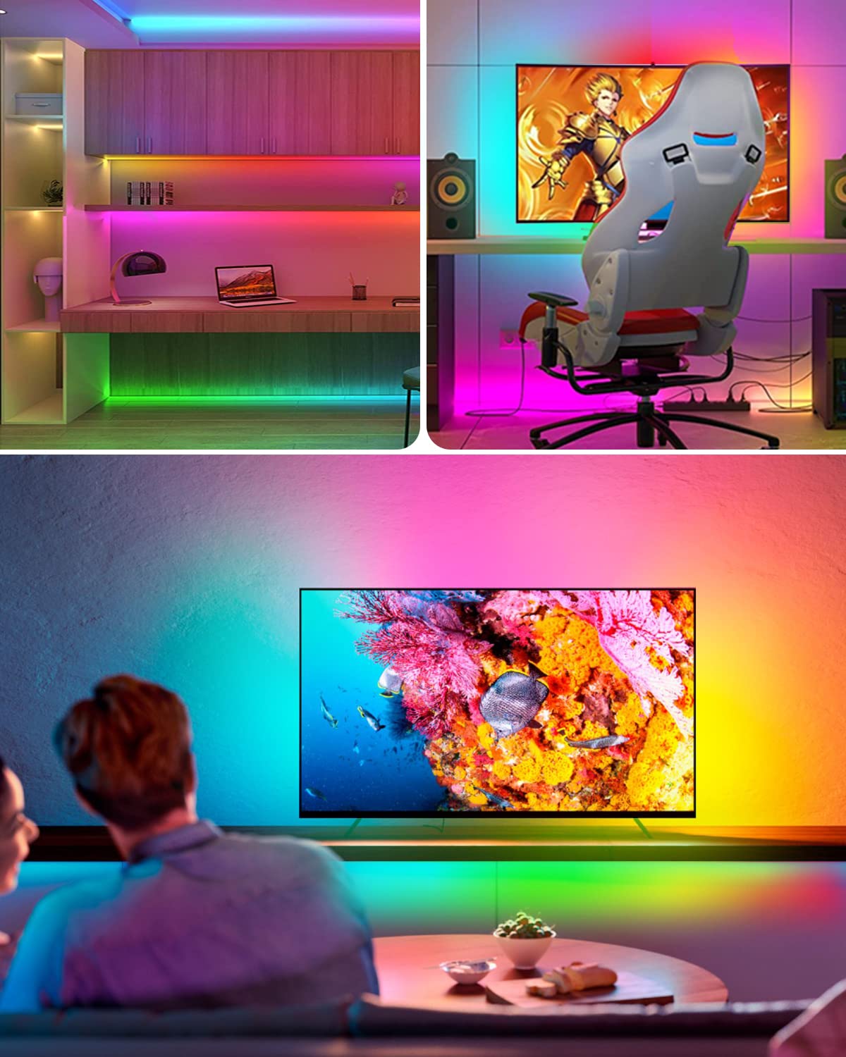 Daymeet LED TV Backlight Strip, 9.8 FT, RGB Multicoloured, USB Powered, Music Sync, Bluetooth APP Control for 32-60 inch TVs