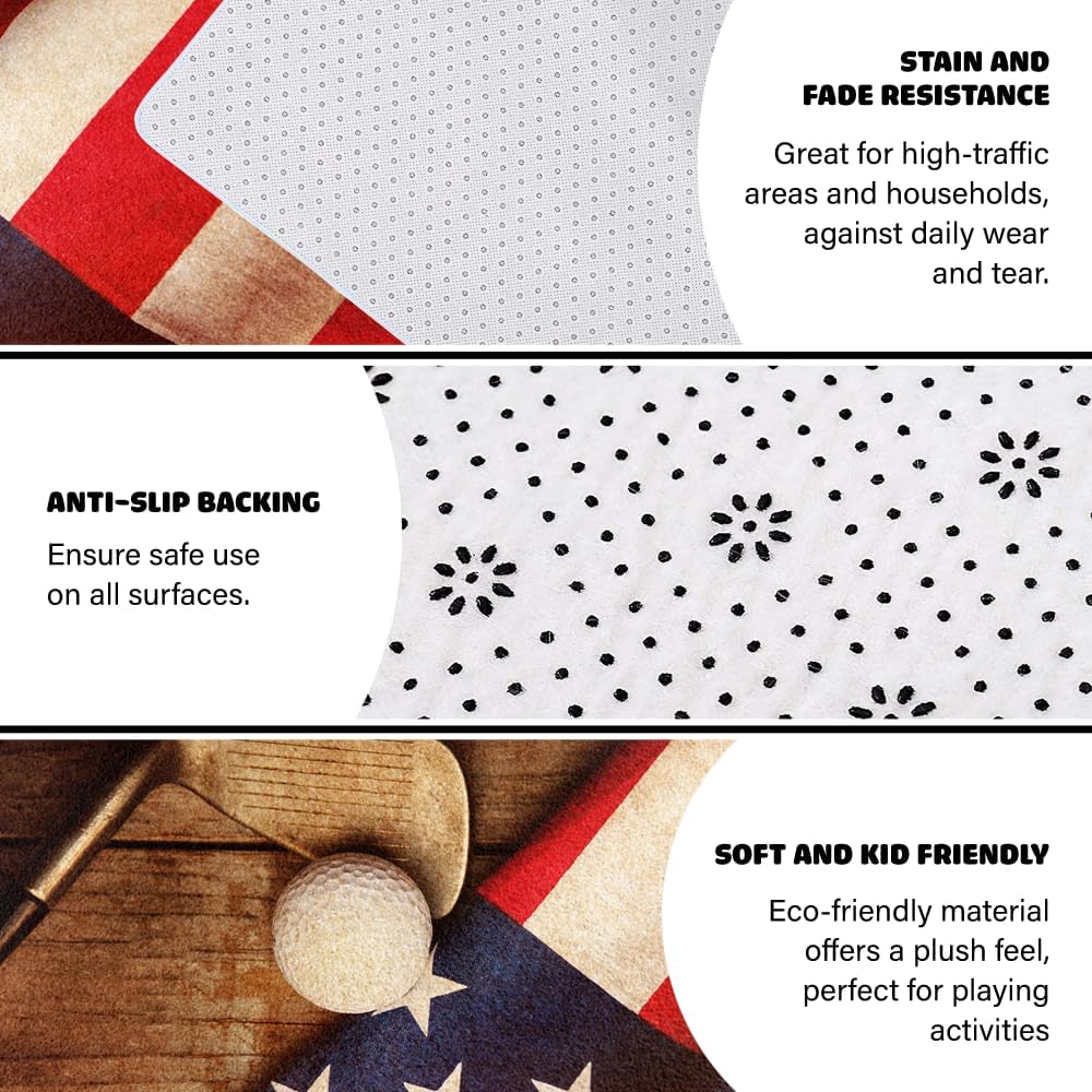Custom Golf Area Rug, Golf Rugs for Living Room, Non Slip Area Mat Rugs for Office Living Room Indoor, Golf Carpet Floor Mat Indoor for Boys Golf Home Decor (Golf & Flag)