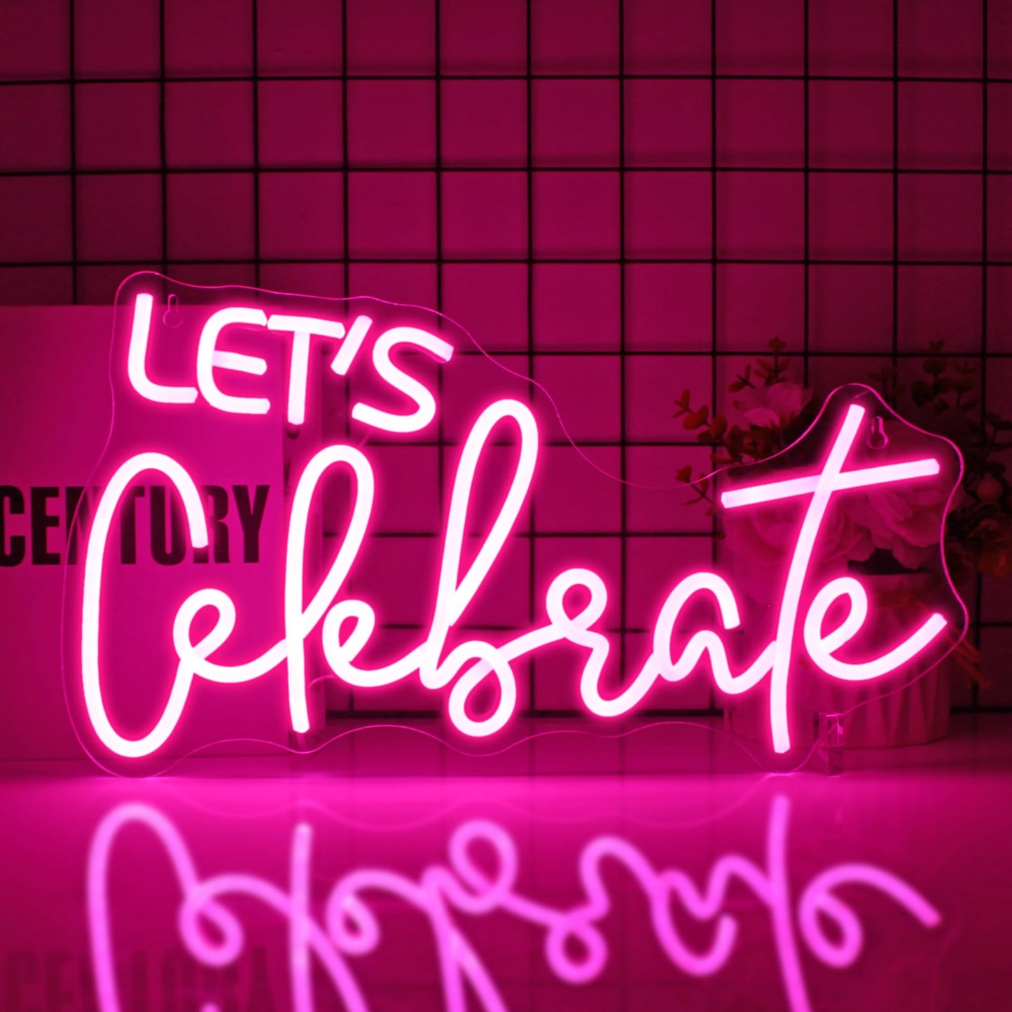Ebdobgbs Lets Celebrate Neon Sign Led Neon Lights Neon Signs for Wall Decor Light Up Sign for Birthday Party Club Gift