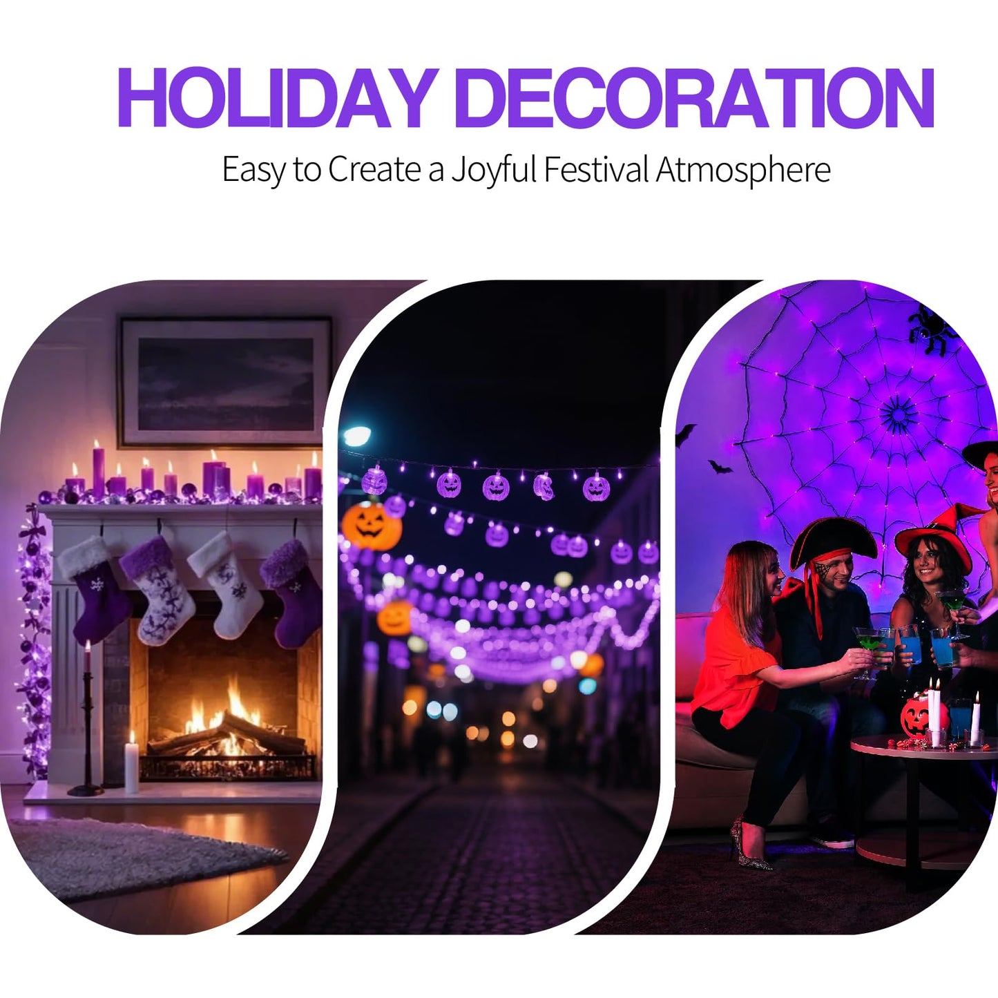Chysuper 25 Pack C7 Replacement Bulbs Dark Purple Led Halloween Light Bulbs E12 Candelabra Base For Christmas Thanksgiving Xmas Tree Holiday Patio Outdoor String Lights Decor