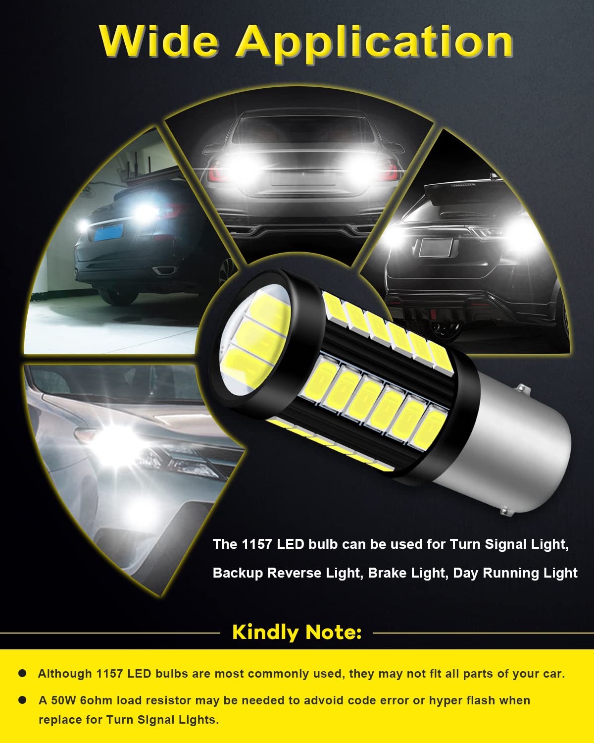 Qoope 1157 Led Bulb White 2357 2057 7528 Bay15D Bulbs Replacement For Brake/Tail Lights Back Up Reverse Lights Turn Signal Light Rv Camper Trailer Light (Pack Of 10)