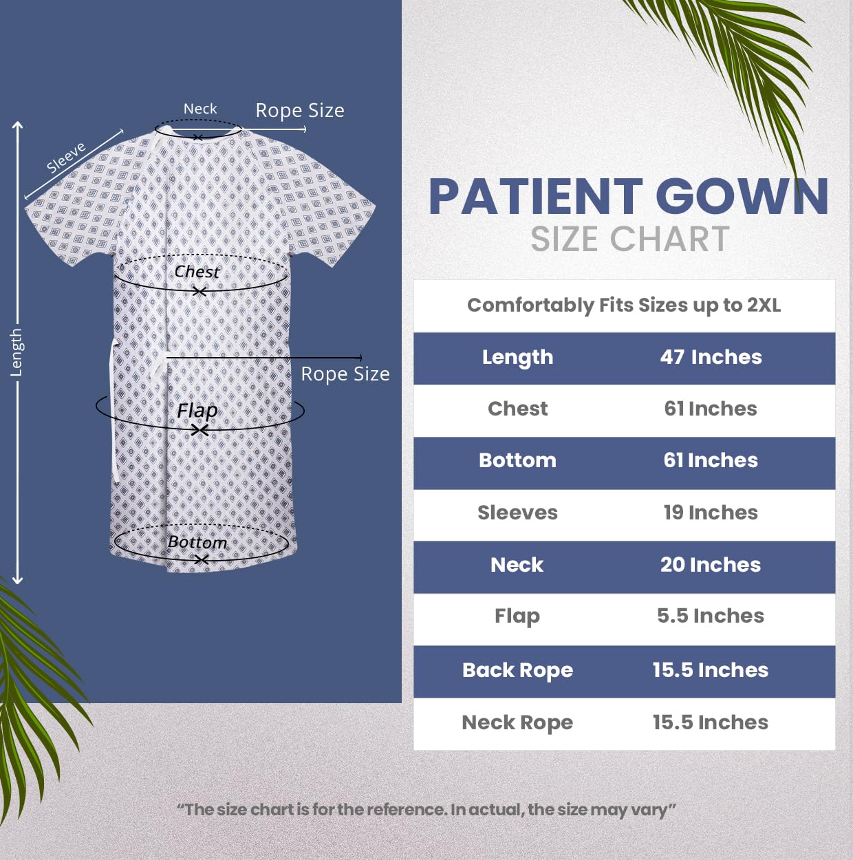Utopia Care 6 Pack Unisex Hospital Gowns, Patient Gowns for Women and Men with Back Tie, Comfortably Fits Sizes up to 2XL, Pack of 6, Blue Star