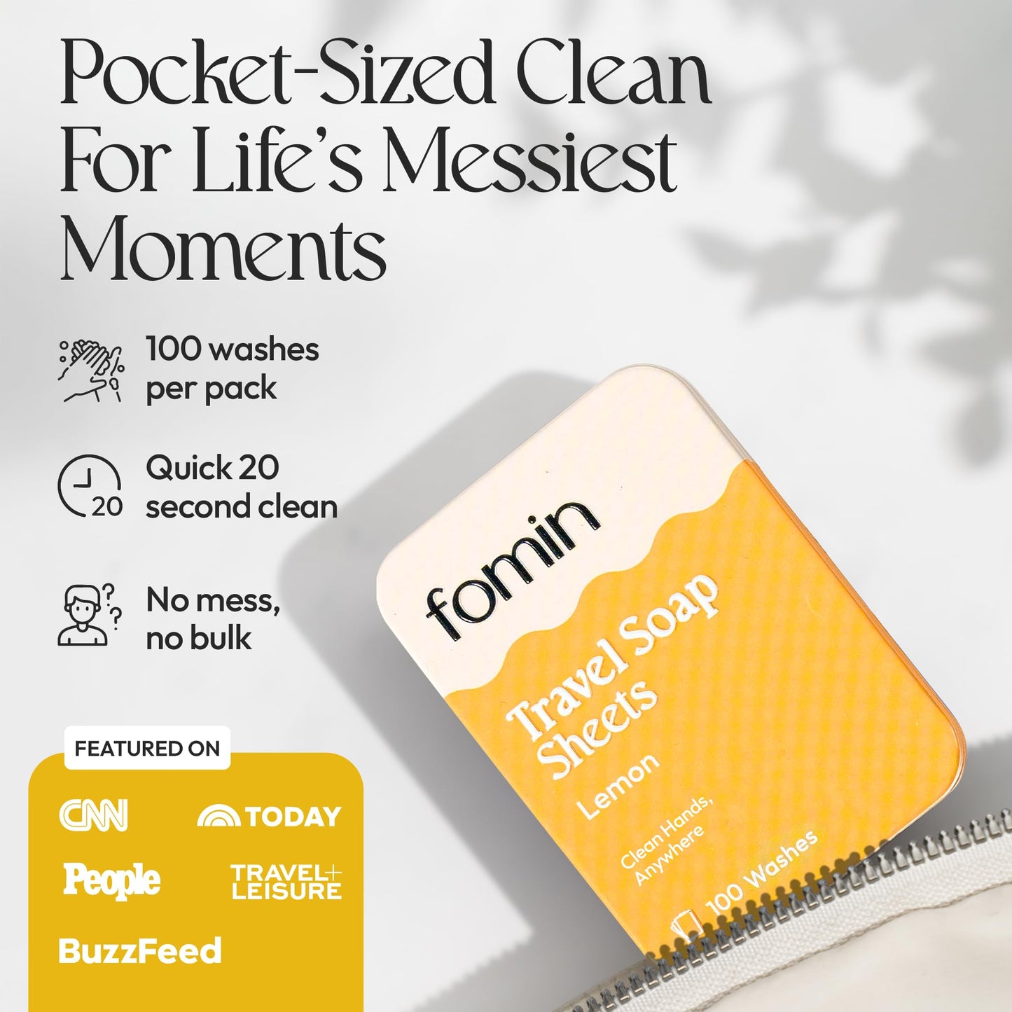FOMIN - Antibacterial Paper Soap Sheets Tin for Traveling - (300 Sheets) Variety Pack (Unscented, Lemon, Lavender) Portable Trav