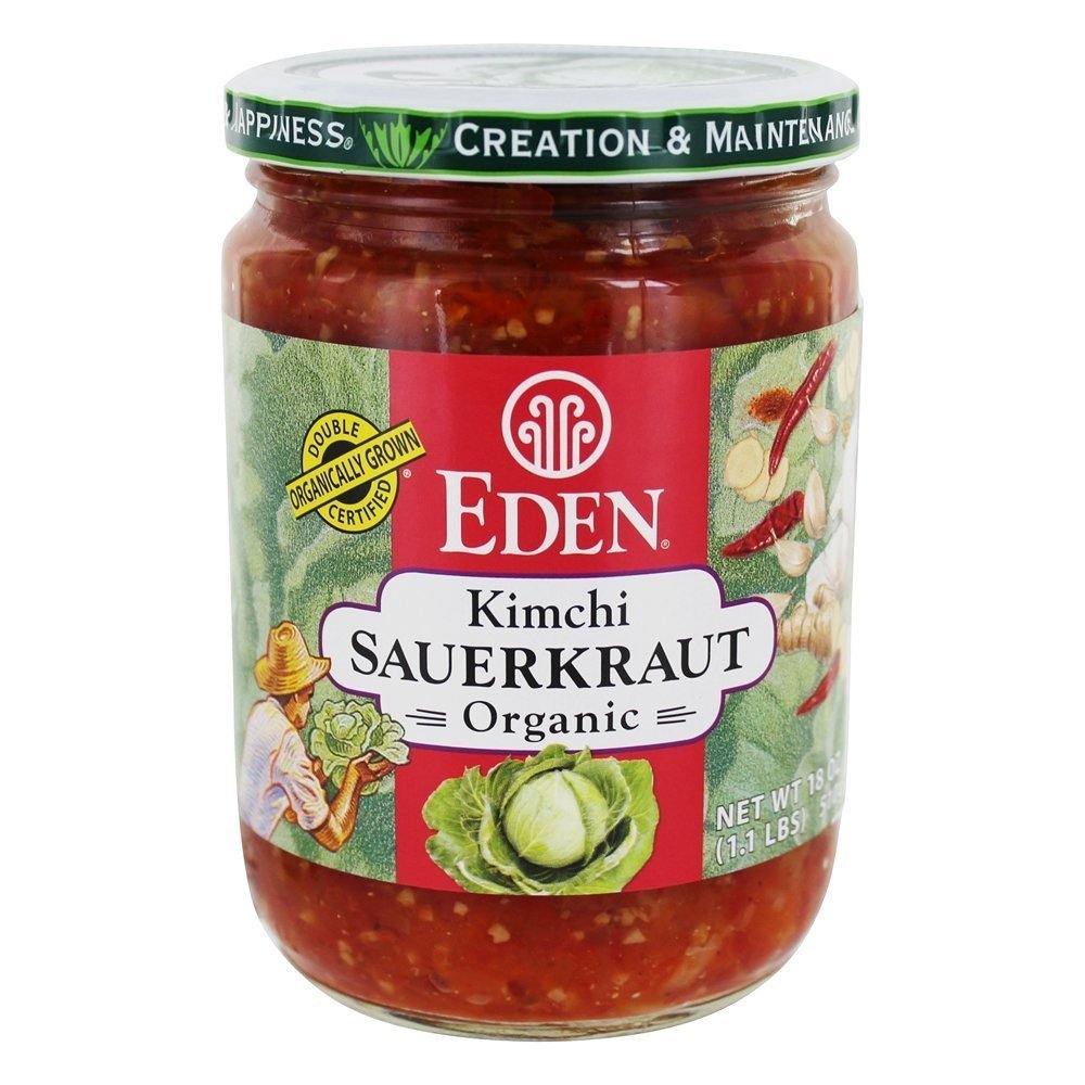 Eden Organic Sauerkraut, 18 oz Glass Jar, Kimchi, Fine Cut