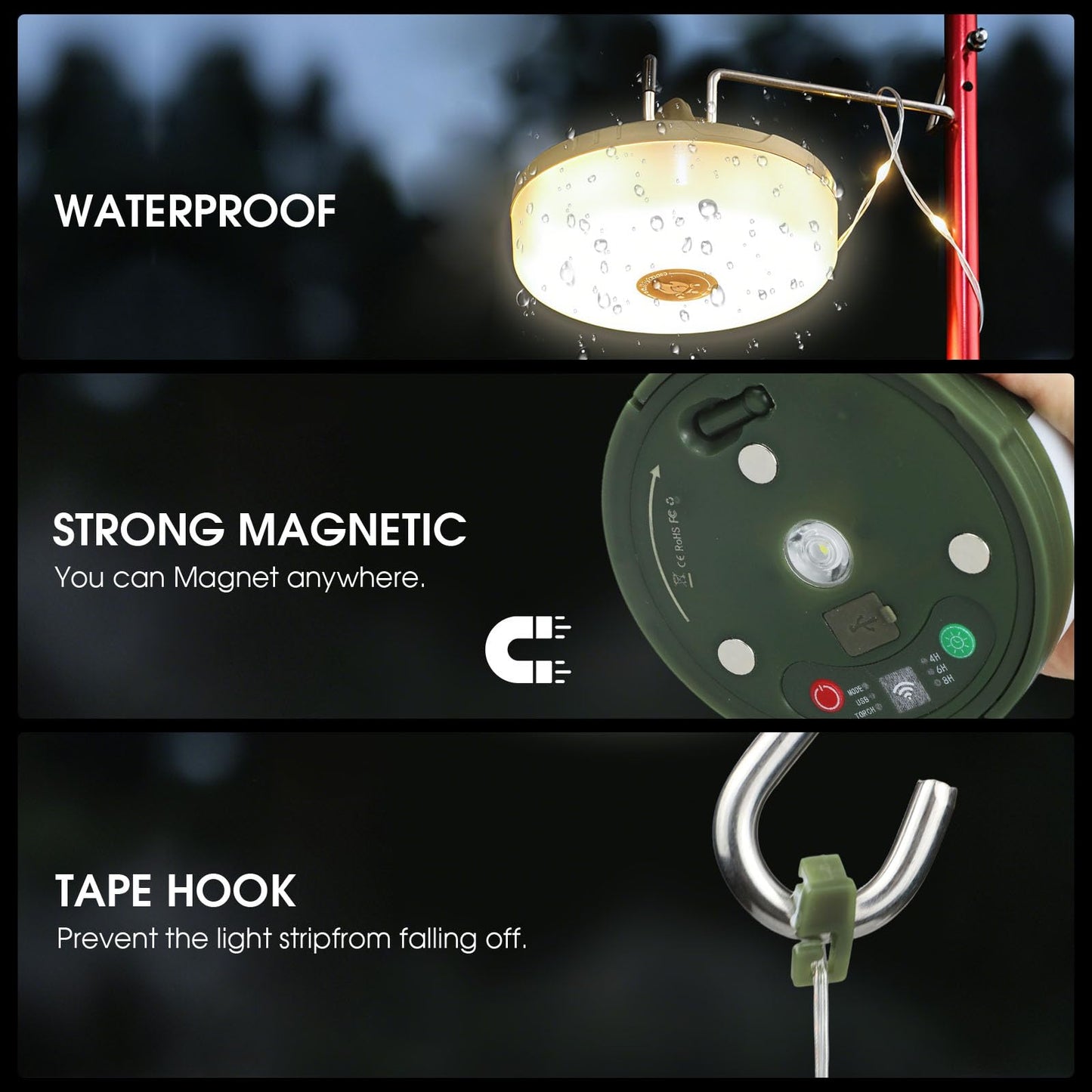 MDCMLKS 2-Pack Camping String Lights, Remote Control, 14 Lighting Modes, USB Rechargeable, 32.8ft Waterproof, Model CSL-2