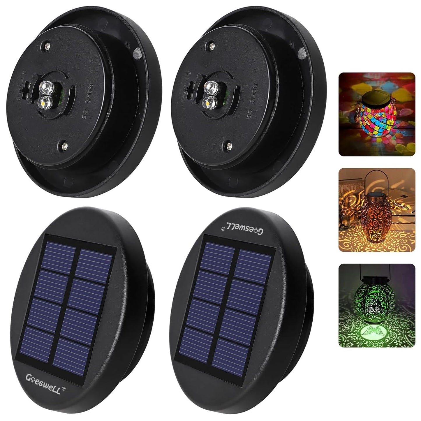 Replacement Top Solar Light Parts: 4 Pack 2.83 inch Waterproof Solar Caps Fit for 2.36 in, 2.42 in, 2.5 in, 2.76 in, 2.83 in Out