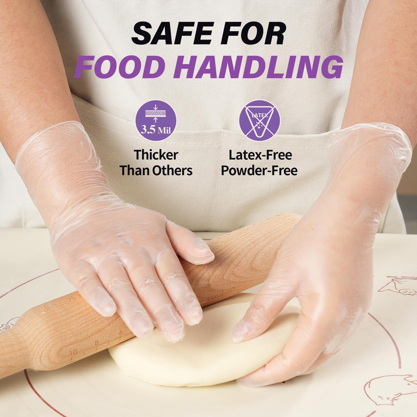FINITEX Clear Vinyl Gloves Disposable Gloves Food Safe Latex Free Food Prep Exam Gloves Box of 100 (Clear Medium)