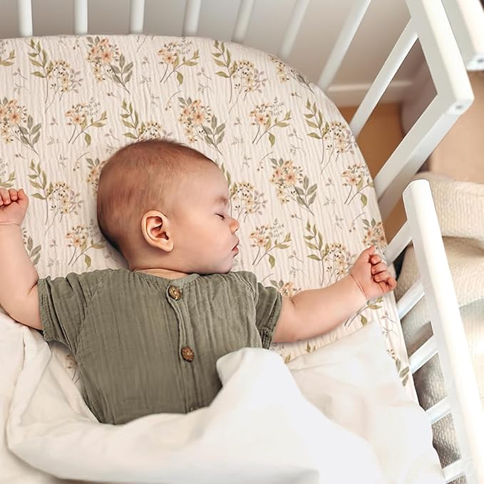 lulumoon Baby Bassinet Sheets Muslin: Cotton Bedside Bassinet Sheets Netural for Boys & Girls - Fitted for Bedside Sleeper Mattress