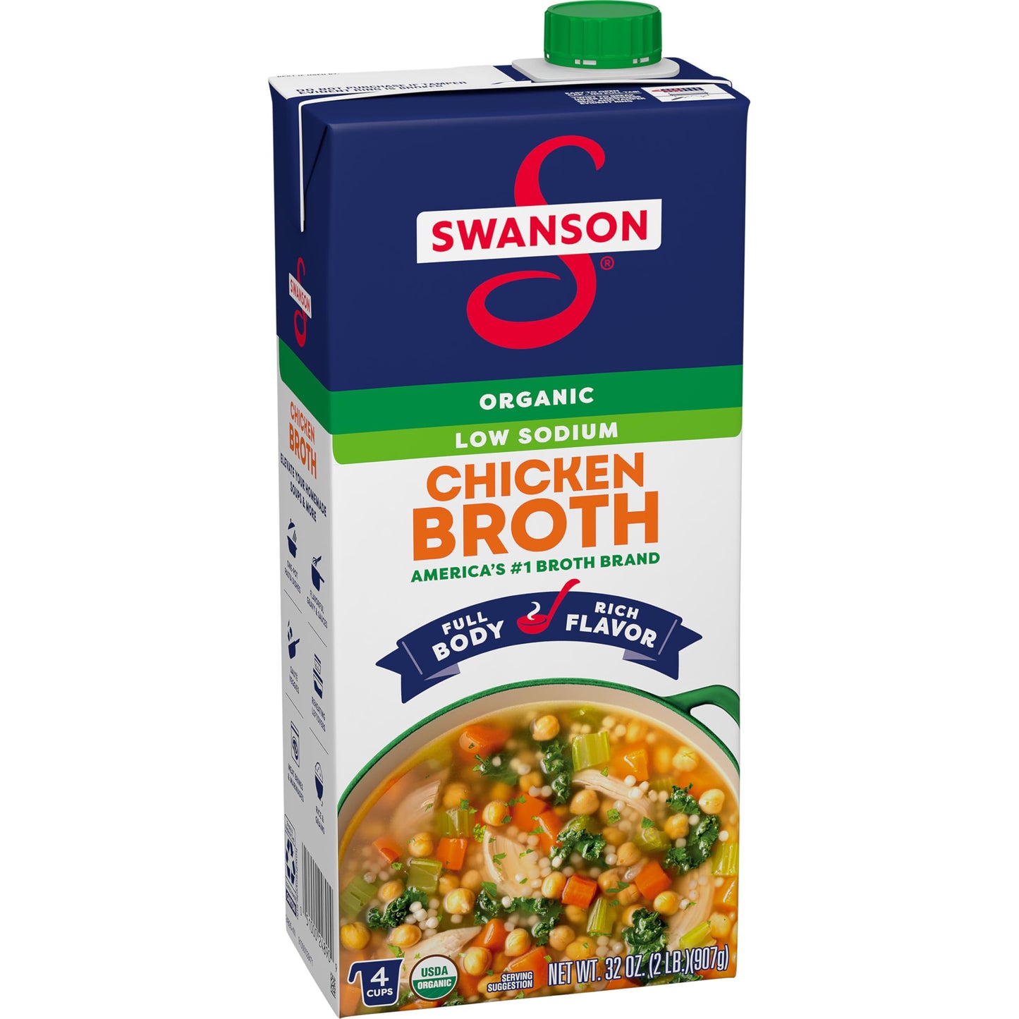 Swanson Low Sodium Organic Chicken Broth 32 oz Carton