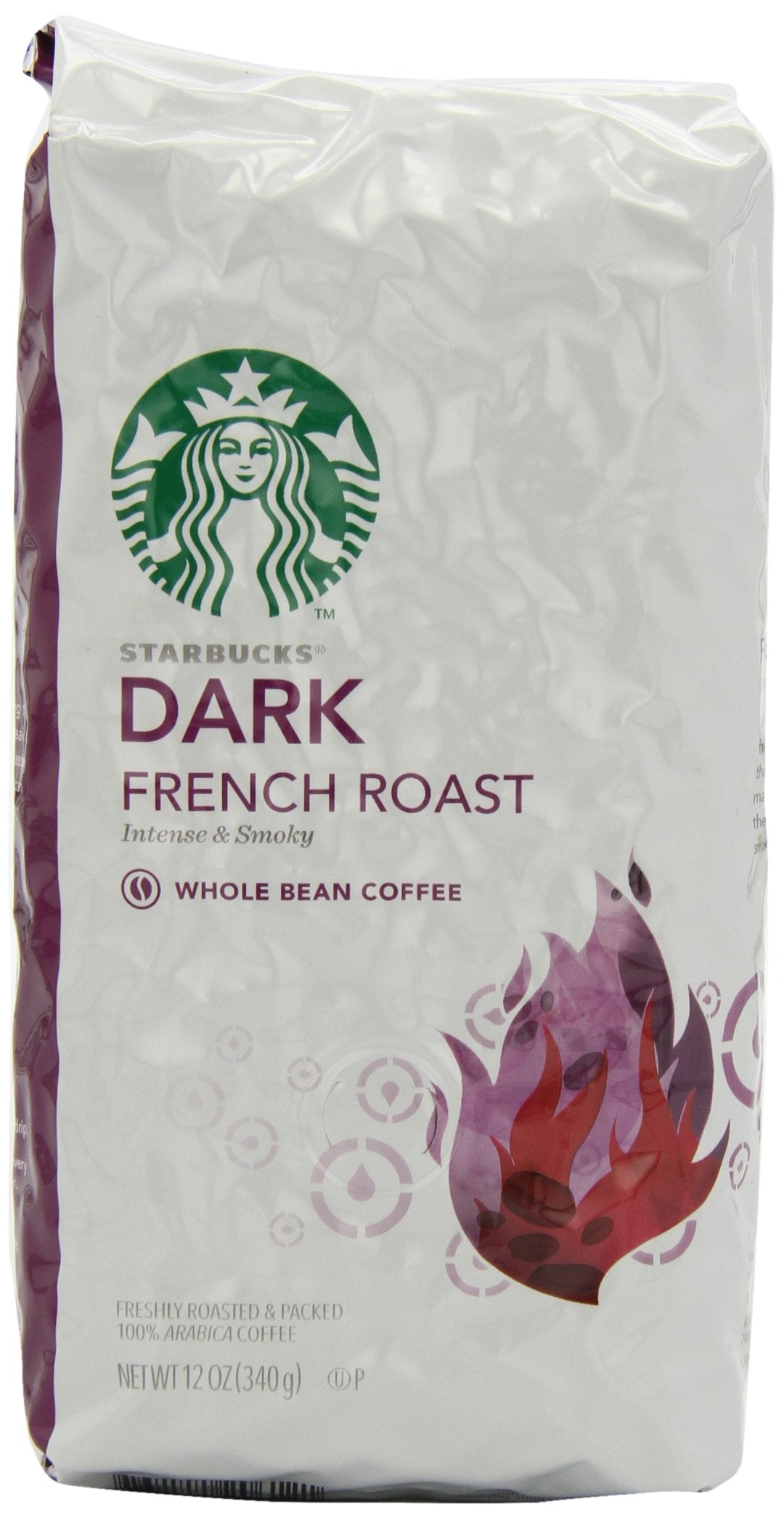 Starbucks Dark French Roast Whole Bean Coffee, 12 Ounce (Pack of 6)