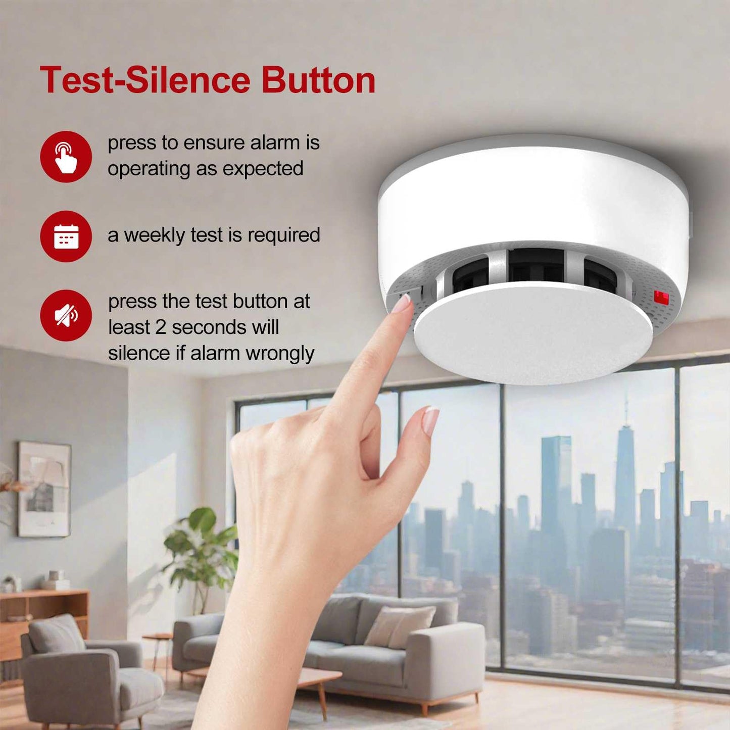 WeGoIOT Smoke Detector Alarm,10-Year Battery Smoke Fire Alarm with Photoelectric Sensor, LED Indicator Test & Silence Button-JTY-GW-YB010L (1 Pack)