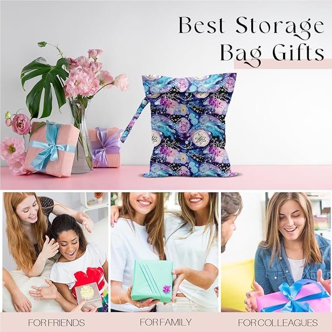 Wet Bag for Swimsuit, Beach Travel Essentials Wet Dry Bag, for Sunscreen Toiletry Dirty Clothes Yoga Gym Diaper, Friends Summer Beach Vacation Gifts. Colorful jellyfish