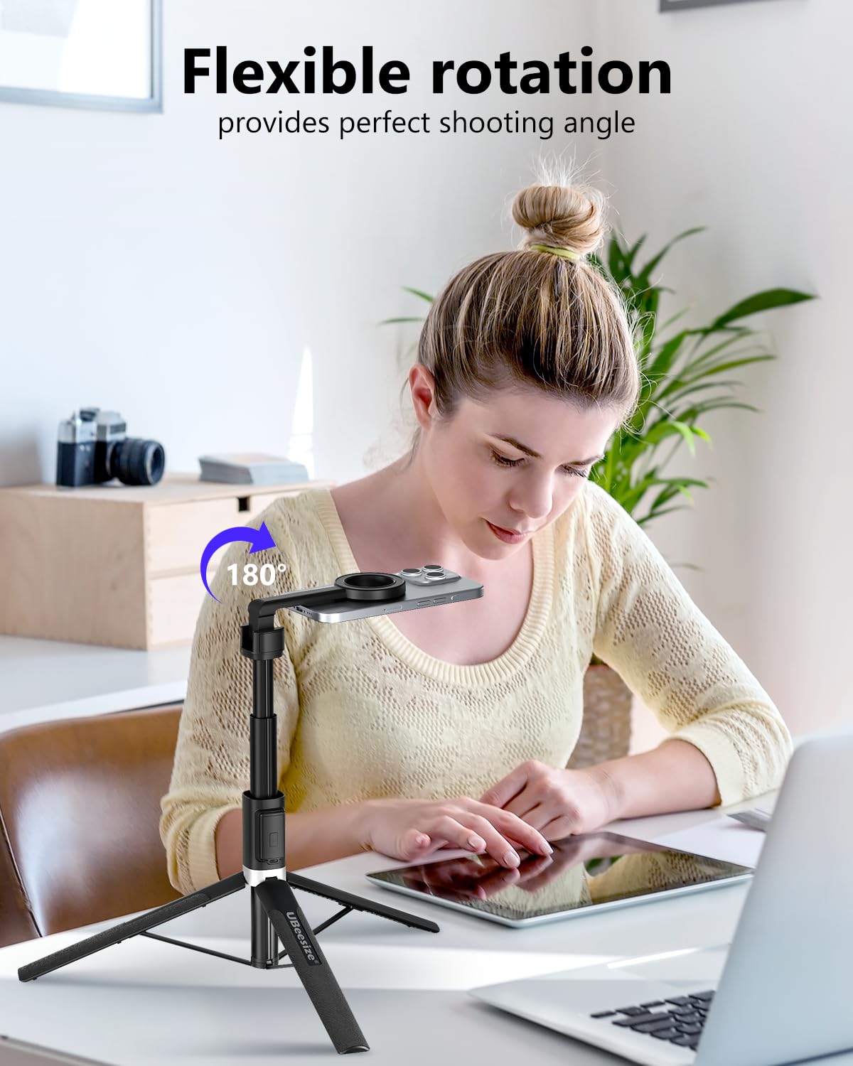 Ubeesize Magnetic Tripod For Iphone With Remote, 64 Extendable Phone Stand For Video Recording/Vlogging, N52 Strong Holder For I