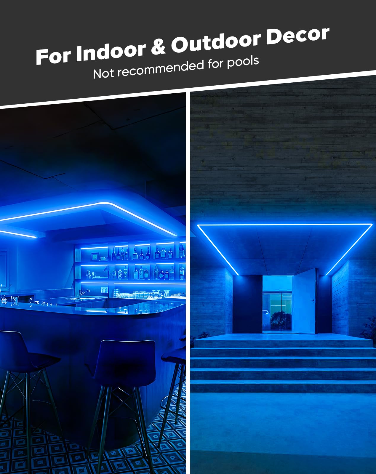 Shine Decor Cob Led Rope Light Ac 120V 800Lm Ultra Bright Ip65 Waterproof Cold-Resistant Etl Neon Strip No Driver Tape Lighting For Home Commercial 10X4.5Mm Blue 16.4Ft