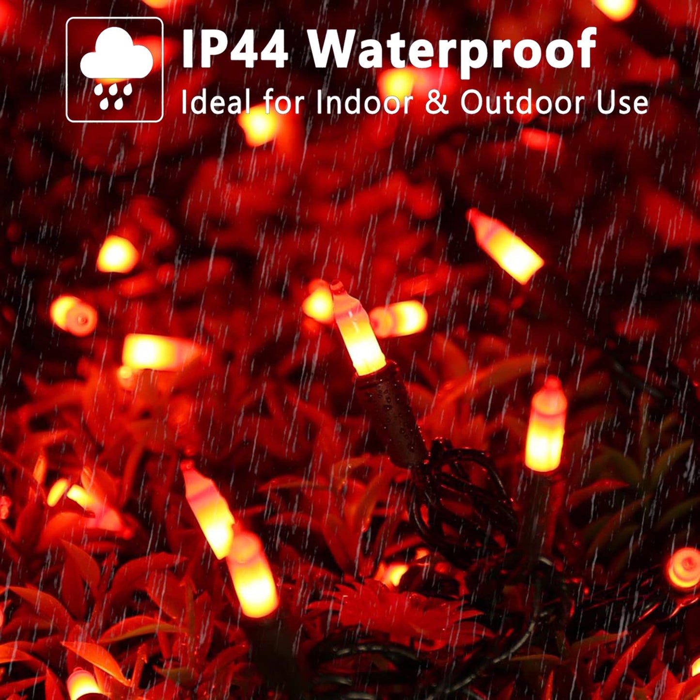 ODEETRONIC Orange Halloween Lights, 100 Count, 21.63ft, Mini Indoor/Outdoor String Lights, Brown Wire