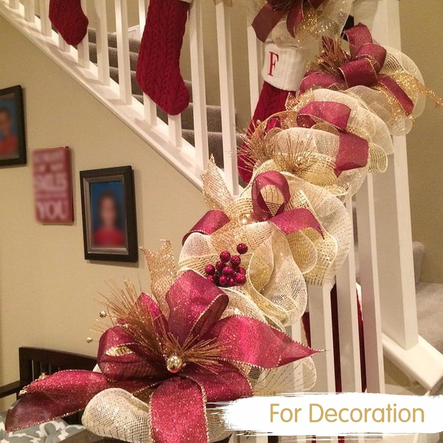 TONIFUL 10 Inch 3 Rolls DeepRed/Brown/Gold Thanksgiving Decorative Mesh Ribbons, Fabric Mesh with Foil for Tree Home Front Door Wreaths Decorations Supplies(3 Colors, 10yards/ roll)