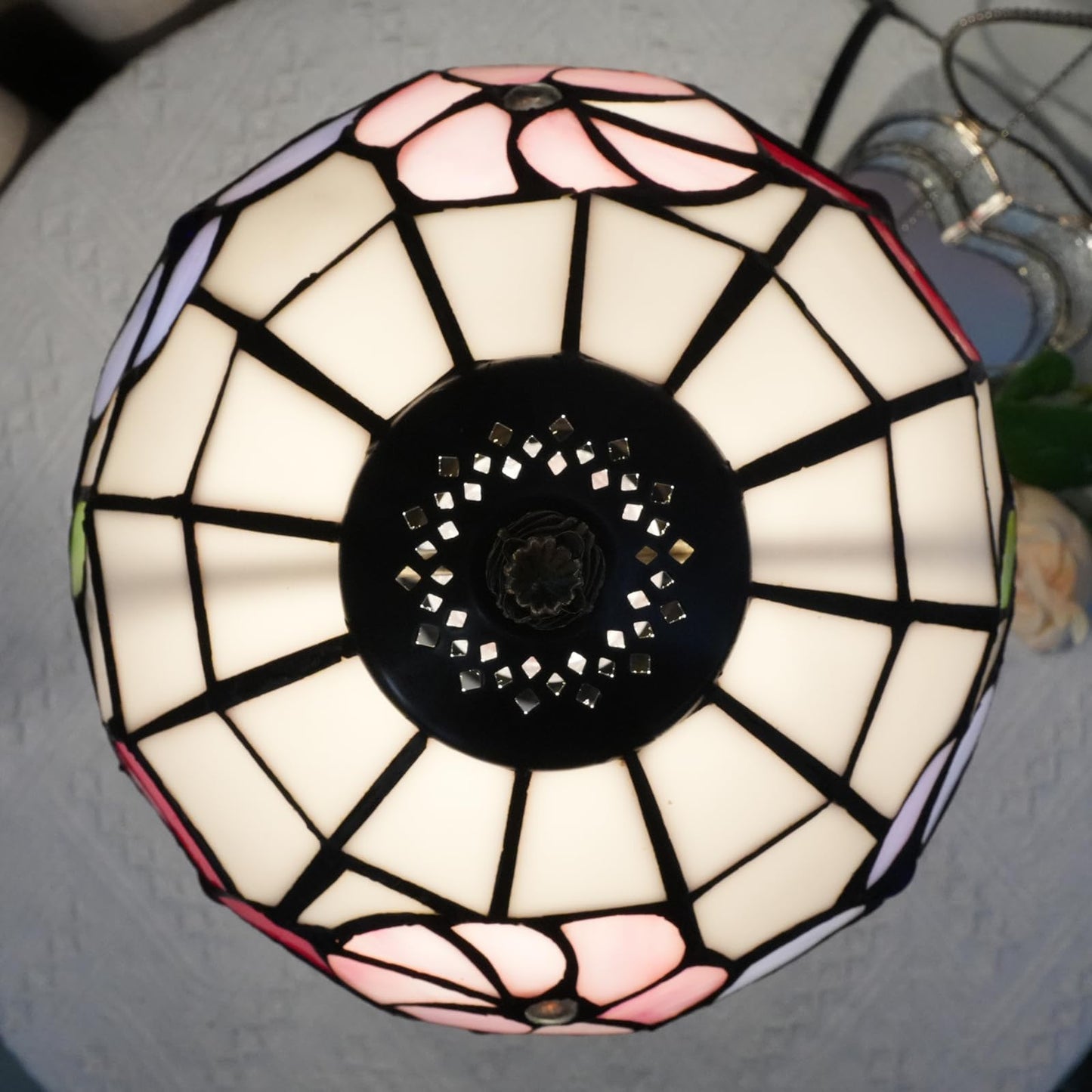 Wecrejoni Tiffany Lamp Stained Glass Lamp Small Bedside Table Lamps For Living Room Bedroom Dorm Kitchen Home Decor Festival Birthday Gift Morning Glory