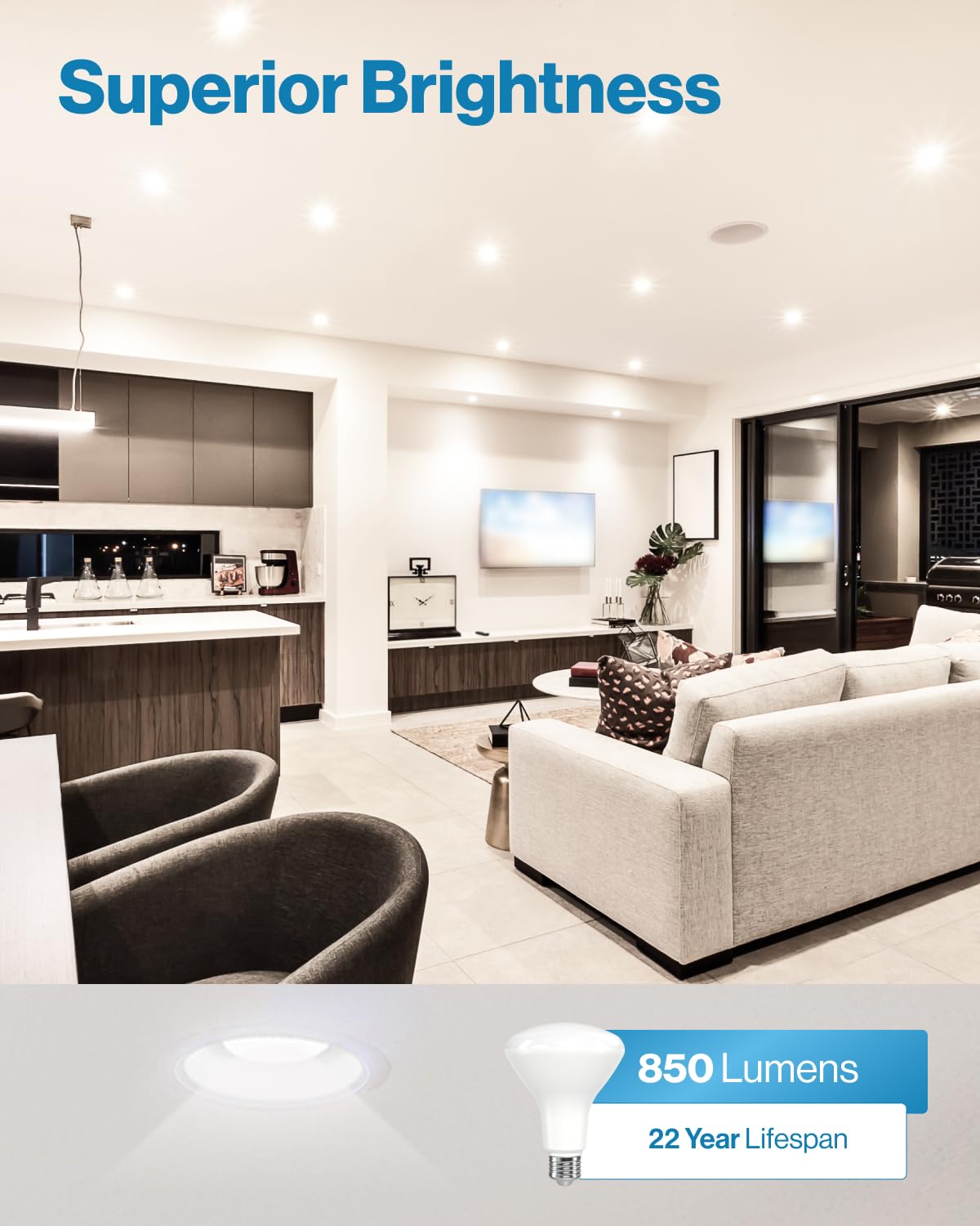 Sunco 12 Pack BR30 Light Bulbs LED, Recessed Can Light Bulbs, Indoor Flood Bulb, 850 LM, 11W (65W Equivalent), 4000K LED Light Bulb Cool White, Dimmable, E26 Base, for Home, Kitchen, Bedroom UL