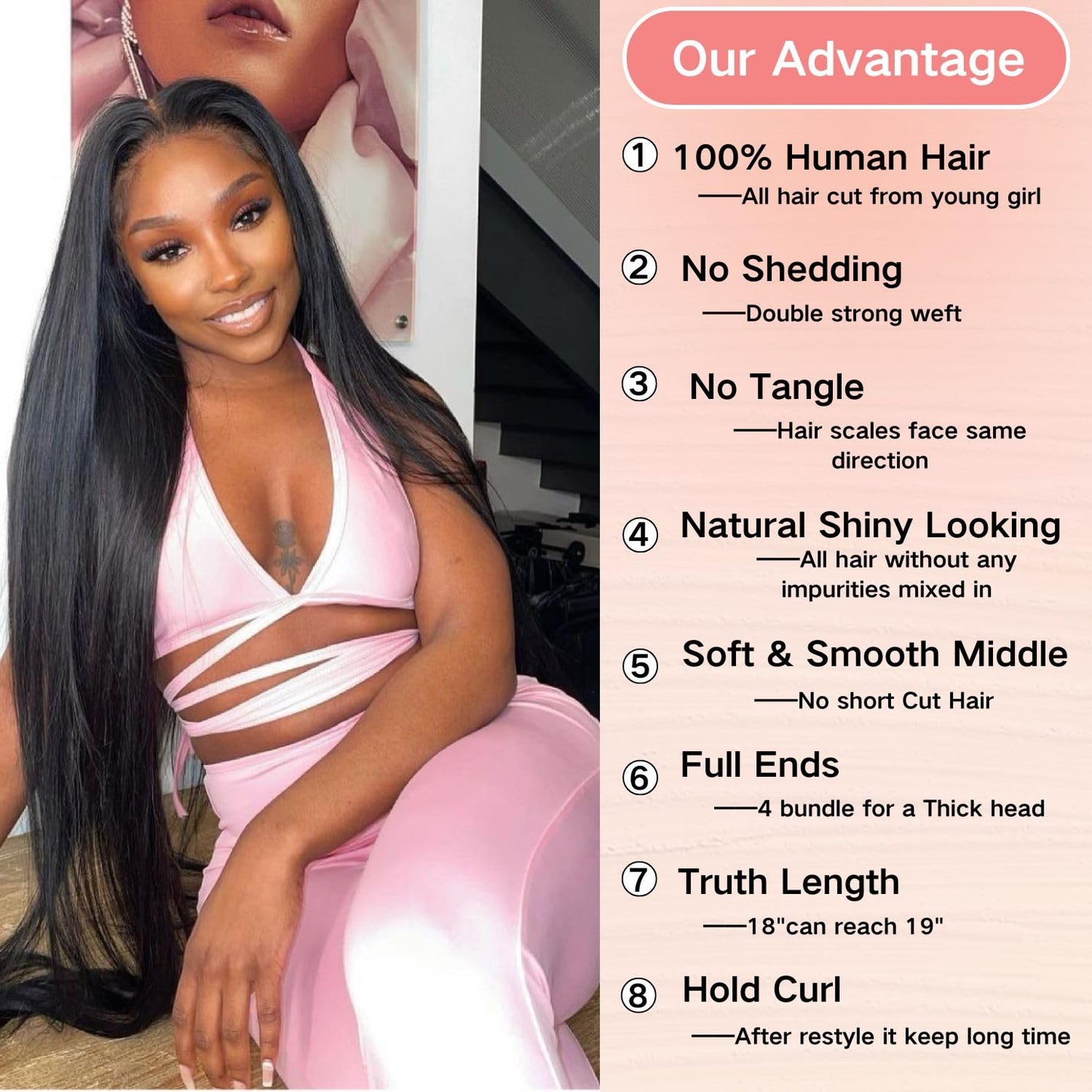 Aliprincess 12A Human Hair Bundles - 18, 20, 22, 3 Straight - 100% Unprocessed Brazilian Virgin Human Hair - Quick Weave Black