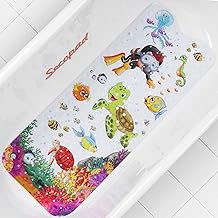 Bath Mat for Tub Non Slip, Machine Washable Anti Slip Cartoon Baby Bathtub Shower Mat with Drain Holes and Suction Cups fo...