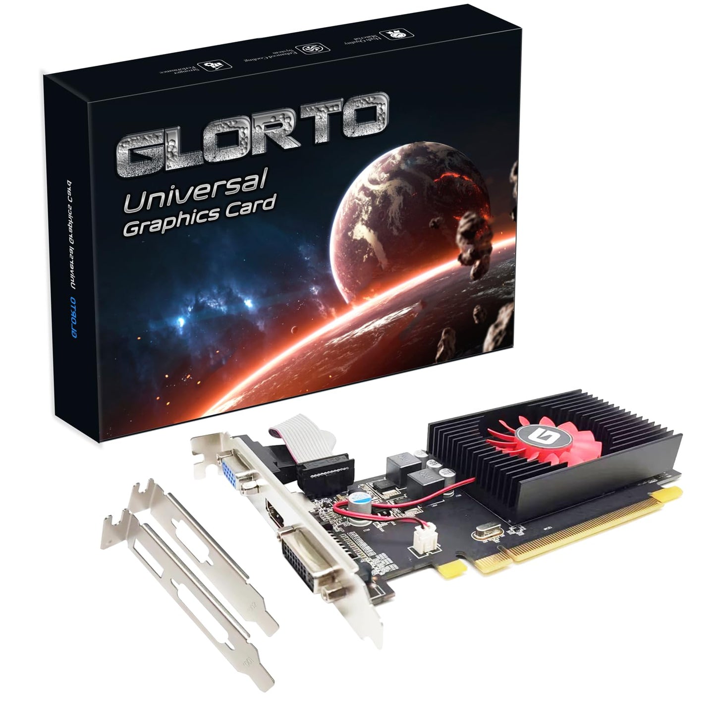 Glorto Radeon HD 5450 1GB DDR3 Low Profile Graphics Card, PCI Express 2.0 x16, HDMI/VGA/DVI, Entry Level GPU for PC, SFF and HTPC -Like New