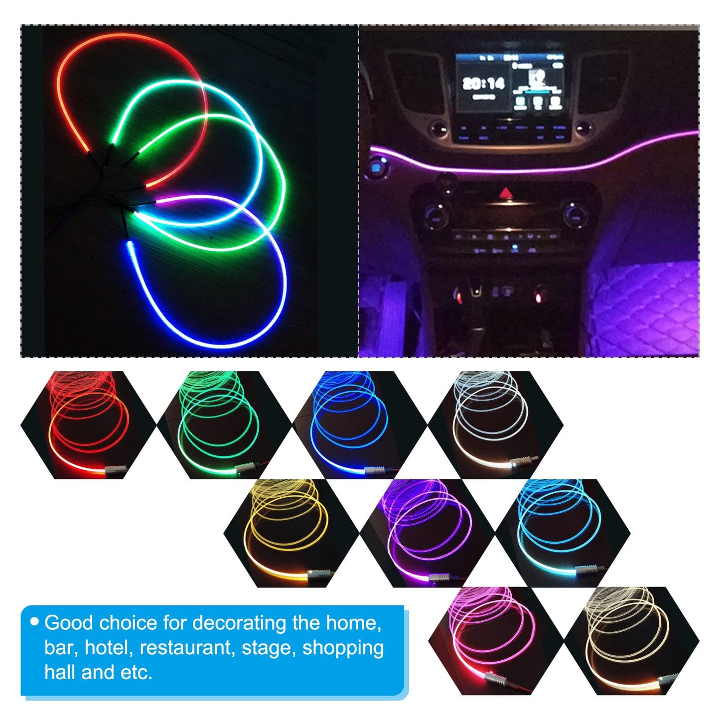 Patikil 3Mm 1M Pmma Side Glow Fiber Optic Cable Kit With Led Aluminum Illuminator 12V 1.5W Guide Light Source Decoration For Home Diy Lighting Blue