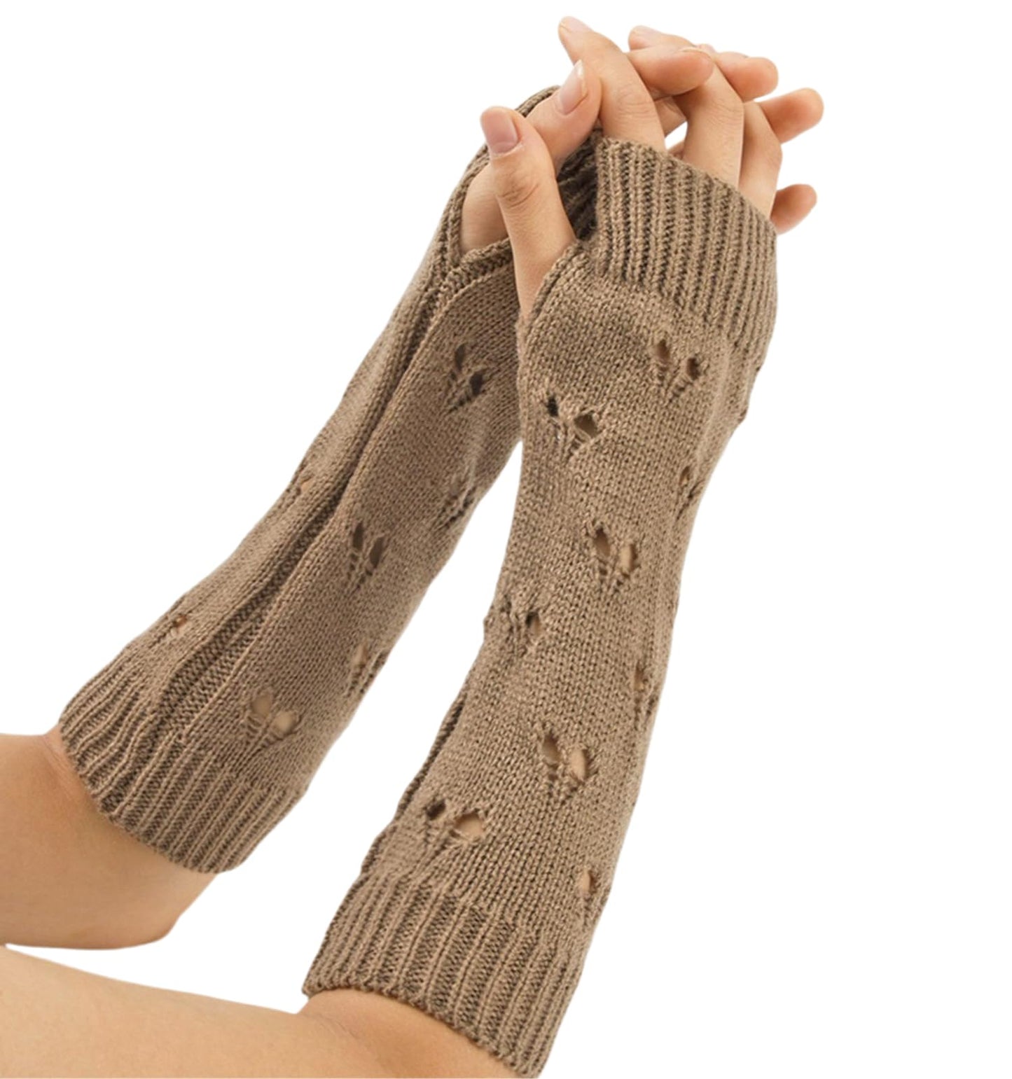 Lupidyyxun Therian Stuff Gear Grunge Clothes, Therian Fingerless Gloves,Knitted Headband Hat,Y2K Fairy Grunge Bracelet (Brown)