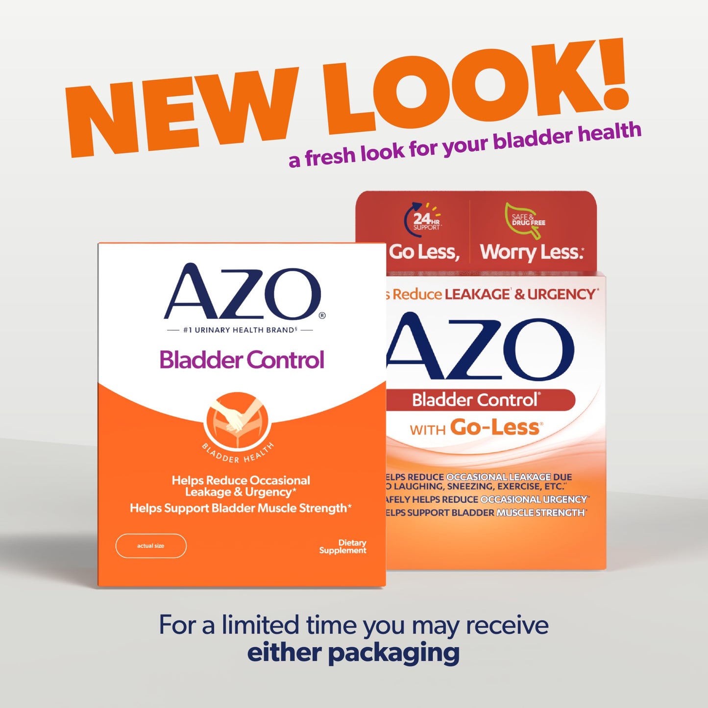 AZO Bladder Control with Go-Less Daily Supplement | Helps Reduce Occasional Urgency* | Helps reduce occasional leakage due to laughing, sneezing and exercise | 54 Count Capsules