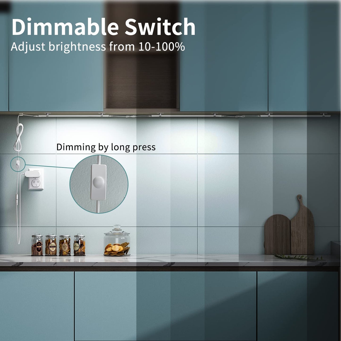 ASOKO Under Cabinet LED Light, Dimmable, 12 Inch, 4 Pack, Cold White 5000K, Model UNO-LK, Plastic
