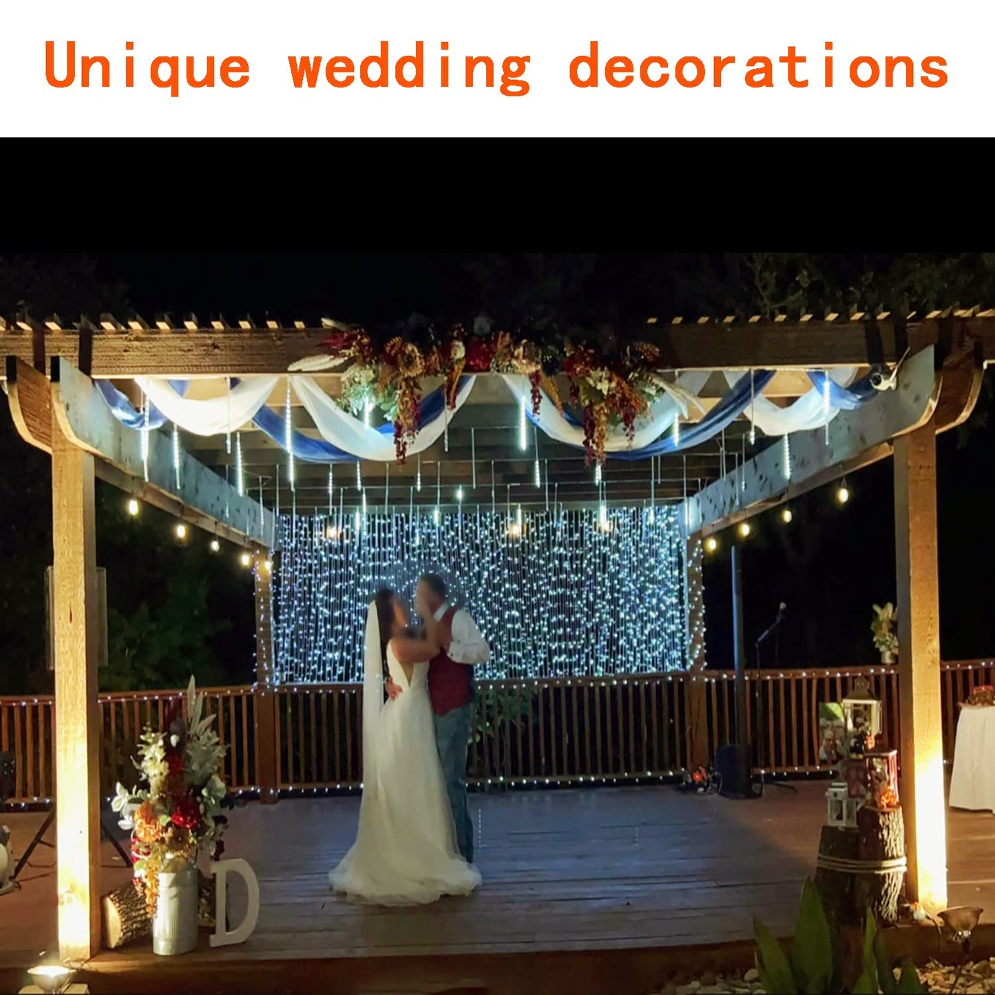 Kwaiffeo Led Meteor Shower Lights - 8 Tubes, 30Cm, White, Snow Falling Icicle Lights For Christmas Tree & Wedding Decor