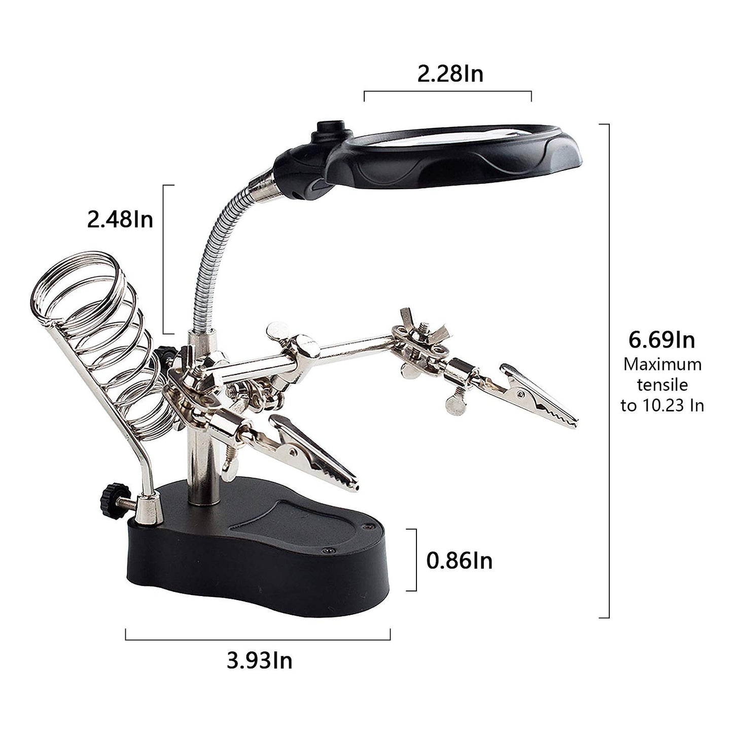 3.5X12X Helping Hands Soldering Station with LED Light & Alligator Clips - Magnifier Stand for Welding PCB Repair Jewelry Craft Hobby Model Building Watch Repair