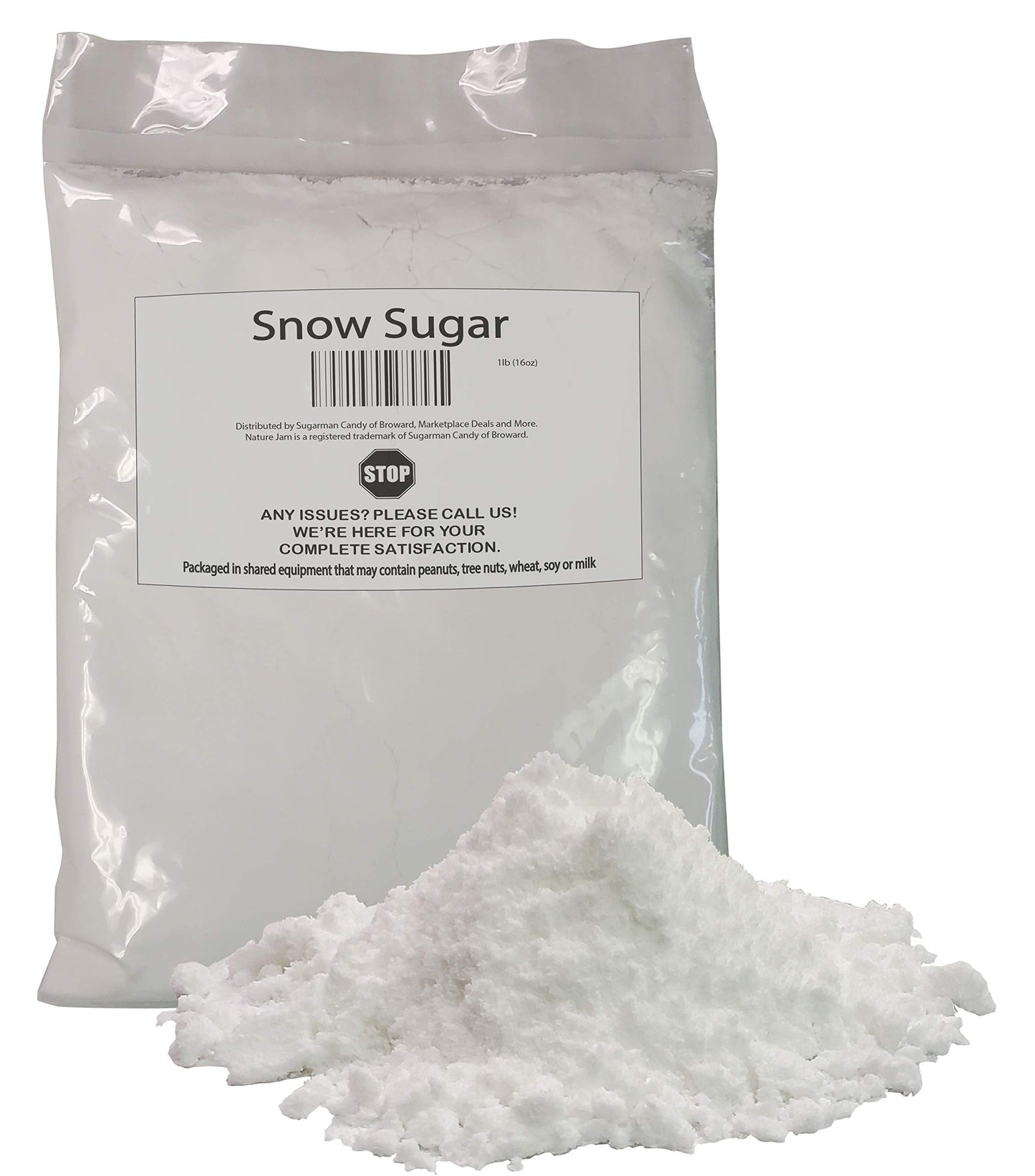 Naturejam NO MELT Sweet Snow Sugar 1 Pound Bulk Bag for Doughnuts and Pastries-White Sugar For Powdered Donuts Origin: germany