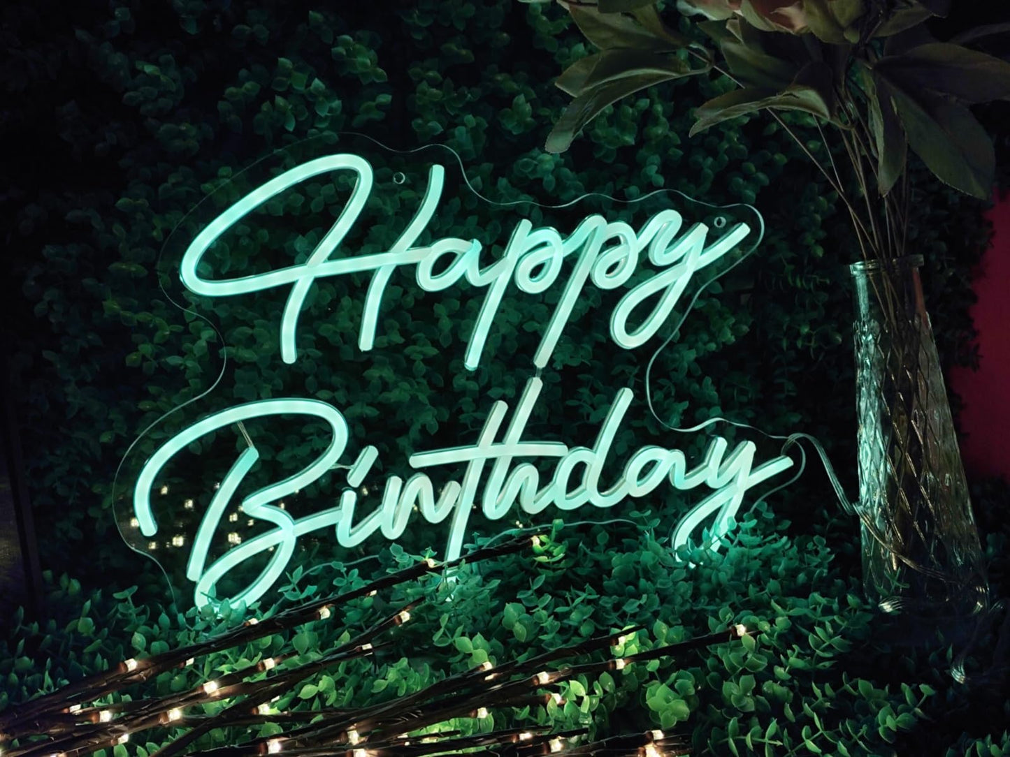 Ulalaza LED Neon Sign - Smart RGB & Color Flow Effect, 16.1in x 16.1in, Acrylic, Happy Birthday, Remote & App Control, USB Powered