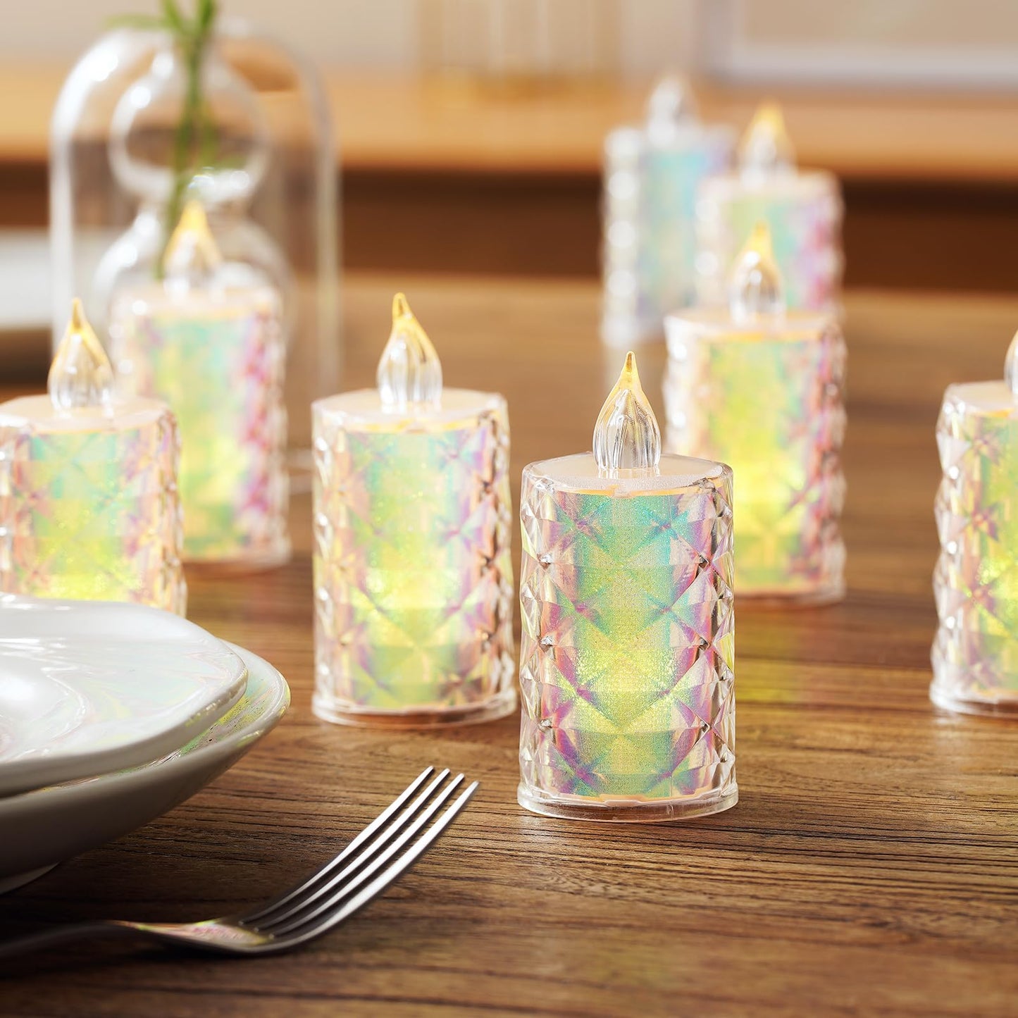 AYMXZT 24 Pack Battery Operated Flameless Tea Lights LED Candles Battery Life Over 200 Hours Tabletop Decorative Lights for Halloween/Christmas Party Wedding Centerpieces