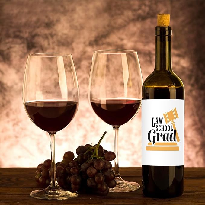 24 Pcs Lawyer Graduation Wine Labels Lawyer Gifts Wine Bottle Stickers Law Grad Wine Labels for Bottles Gifts for Judge Paralegal Prosecutor