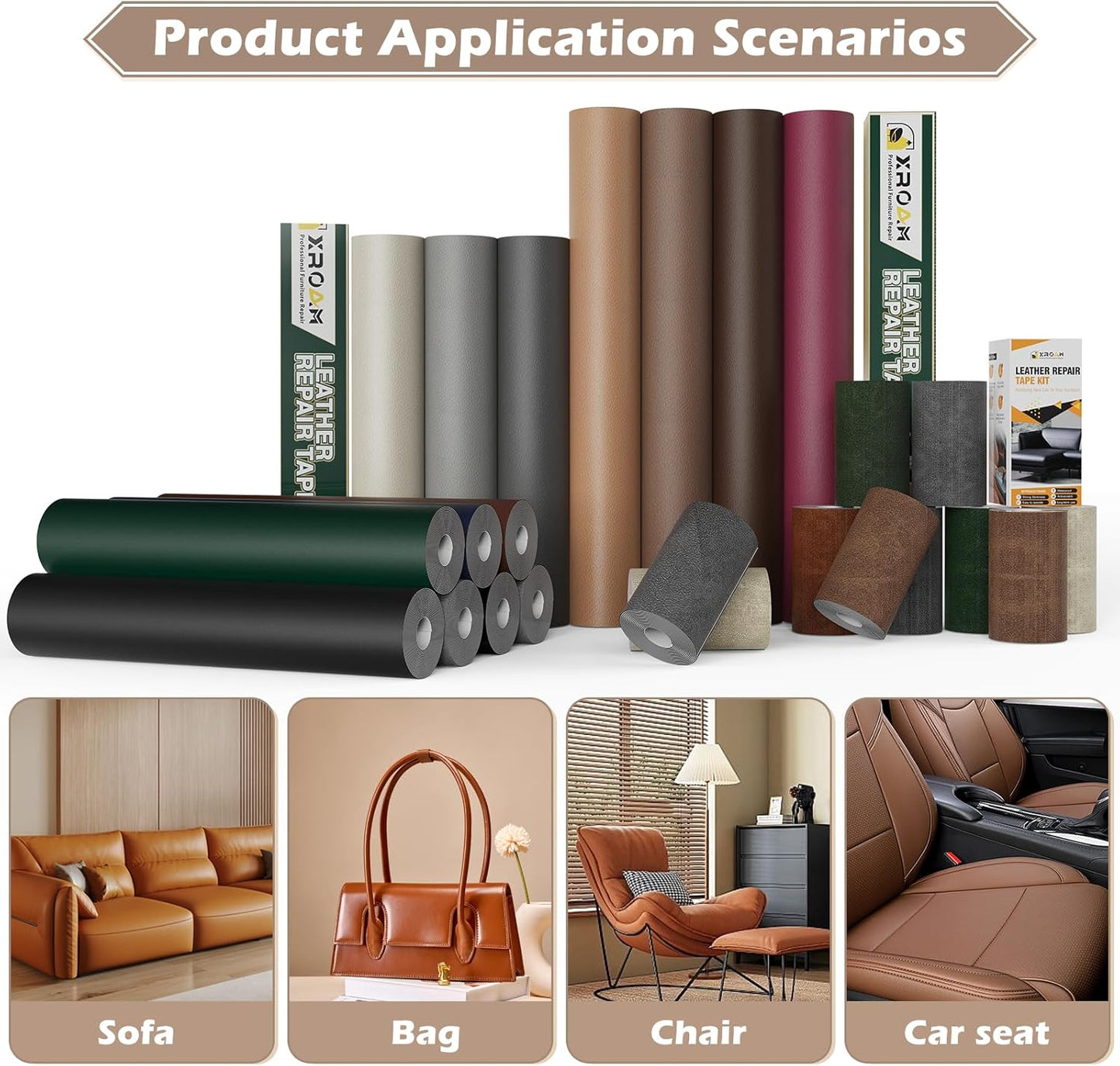 Leather Repair Tape, 4.7x63 inch Leather Patches for Furniture, Self Adhesive Leather Repair Patch for Sofas, Couches, Leather Covers, Seats, Chairs, Vinyl Repair Tape Black-Fine Grain