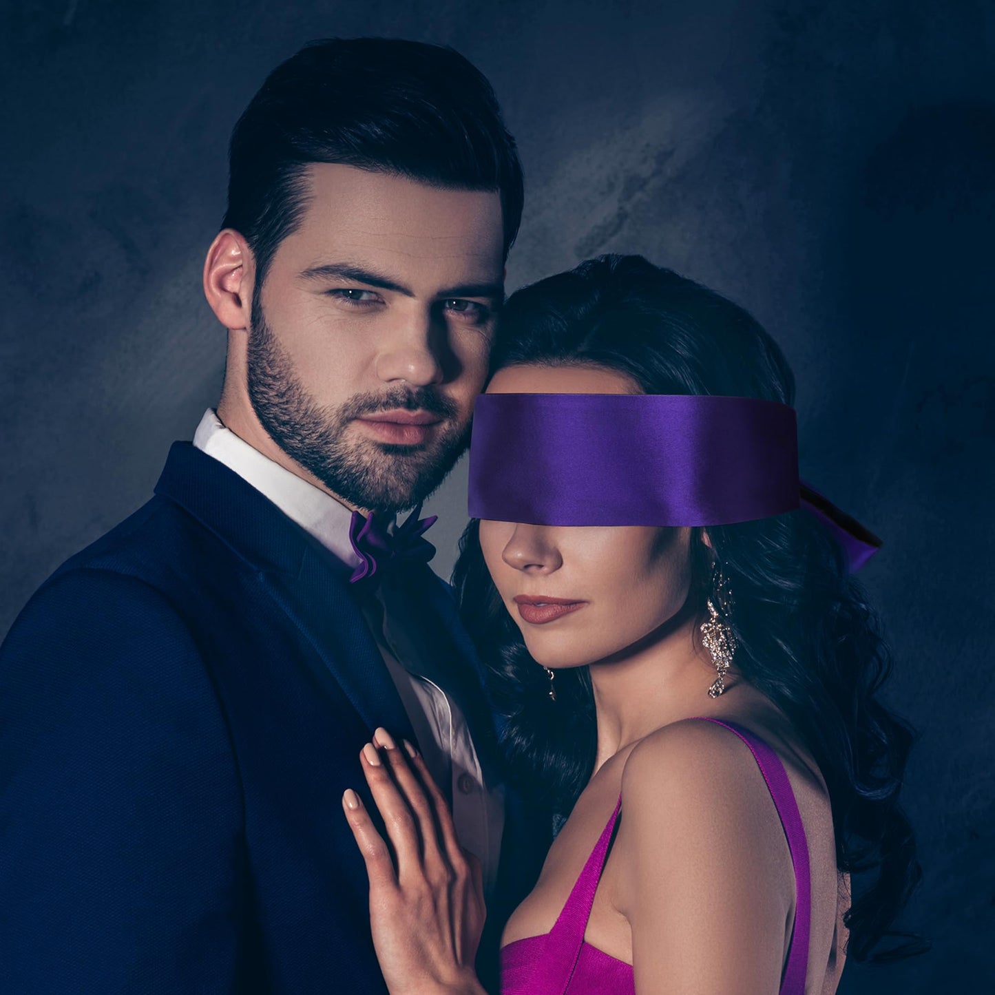 FRESHME 2pc Satin Blindfold Sleep Mask - Valentine's Day Gift Soft Adjustable Blockout Light Silk Eye Sleeping Mask for Couples Bedtime, Double Sides Dark Purple & Black+Black 2pc Set