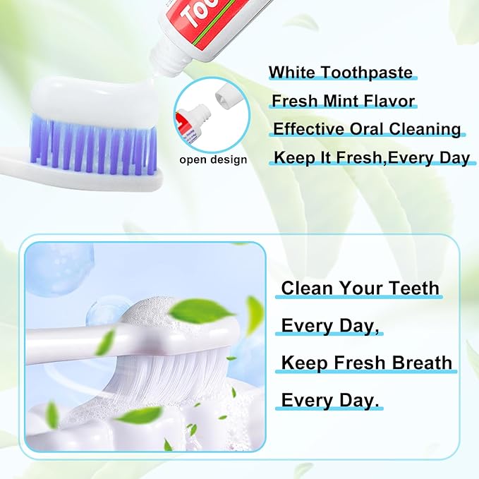 30 Tubes Extra Small Travel Size Toothpast Bulk,Mini 0.176 oz/5 Grams Small Disposable Toothpaste Mint Single Use Mini Bulk Toothpaste Travel Size for Hotel,Camping,Homeless,Charity,Guests